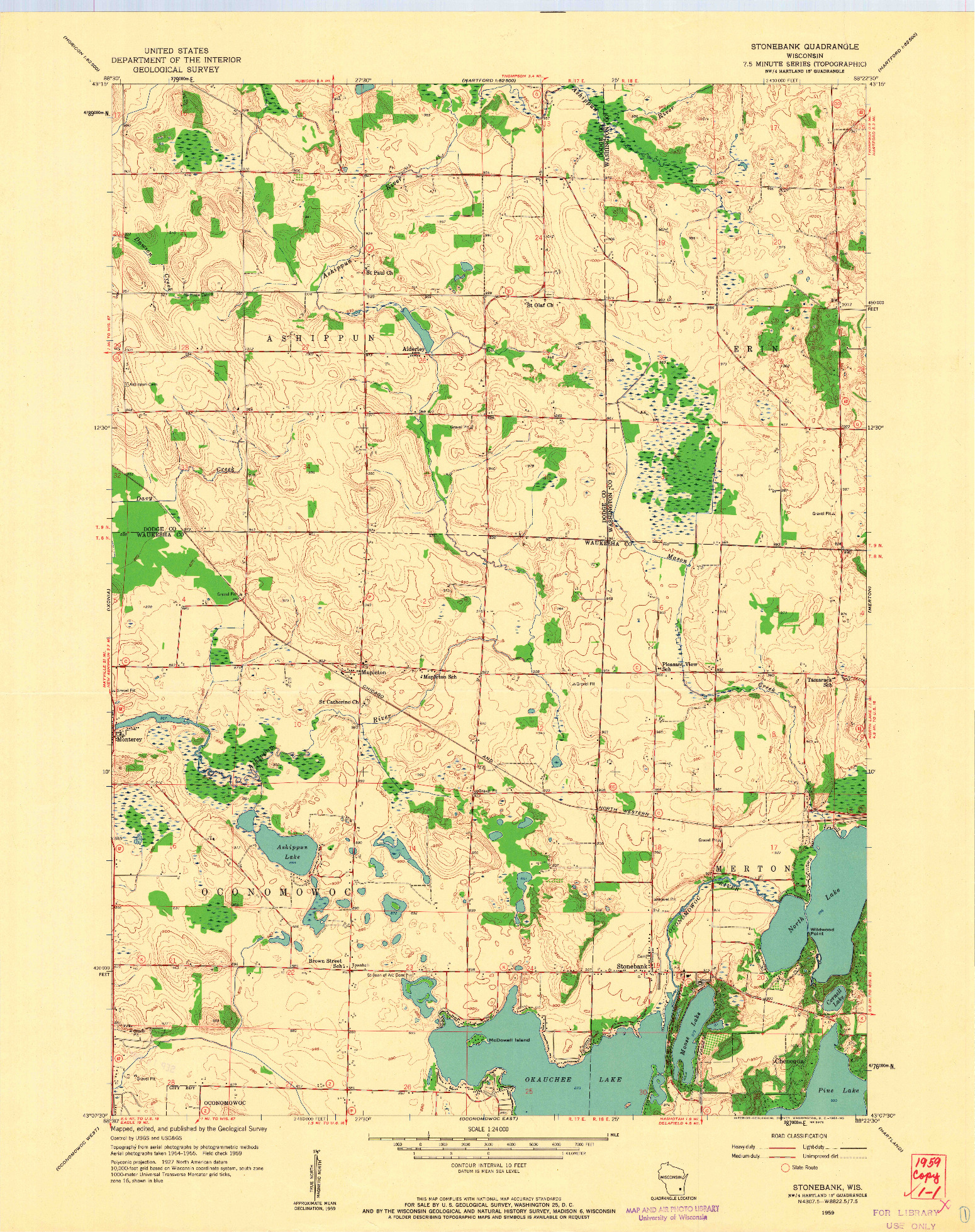 USGS 1:24000-SCALE QUADRANGLE FOR STONEBANK, WI 1959