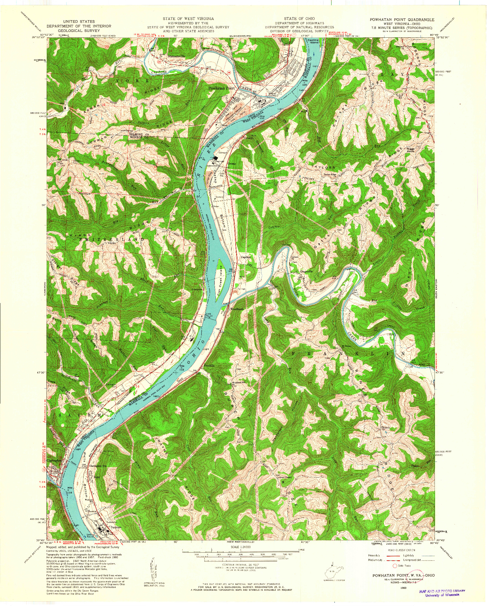 USGS 1:24000-SCALE QUADRANGLE FOR POWHATAN POINT, WV 1960