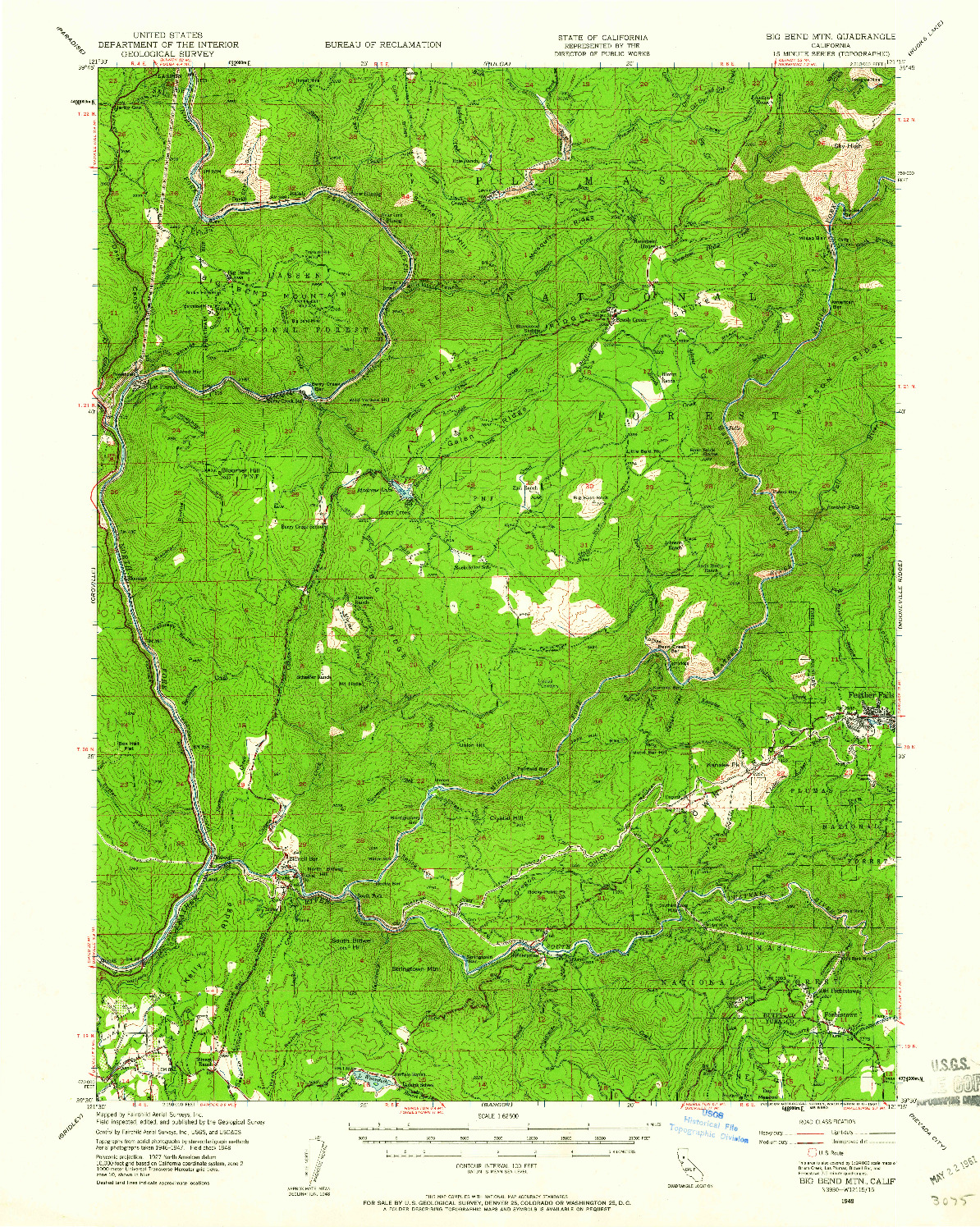 USGS 1:62500-SCALE QUADRANGLE FOR BIG BEND MTN, CA 1948