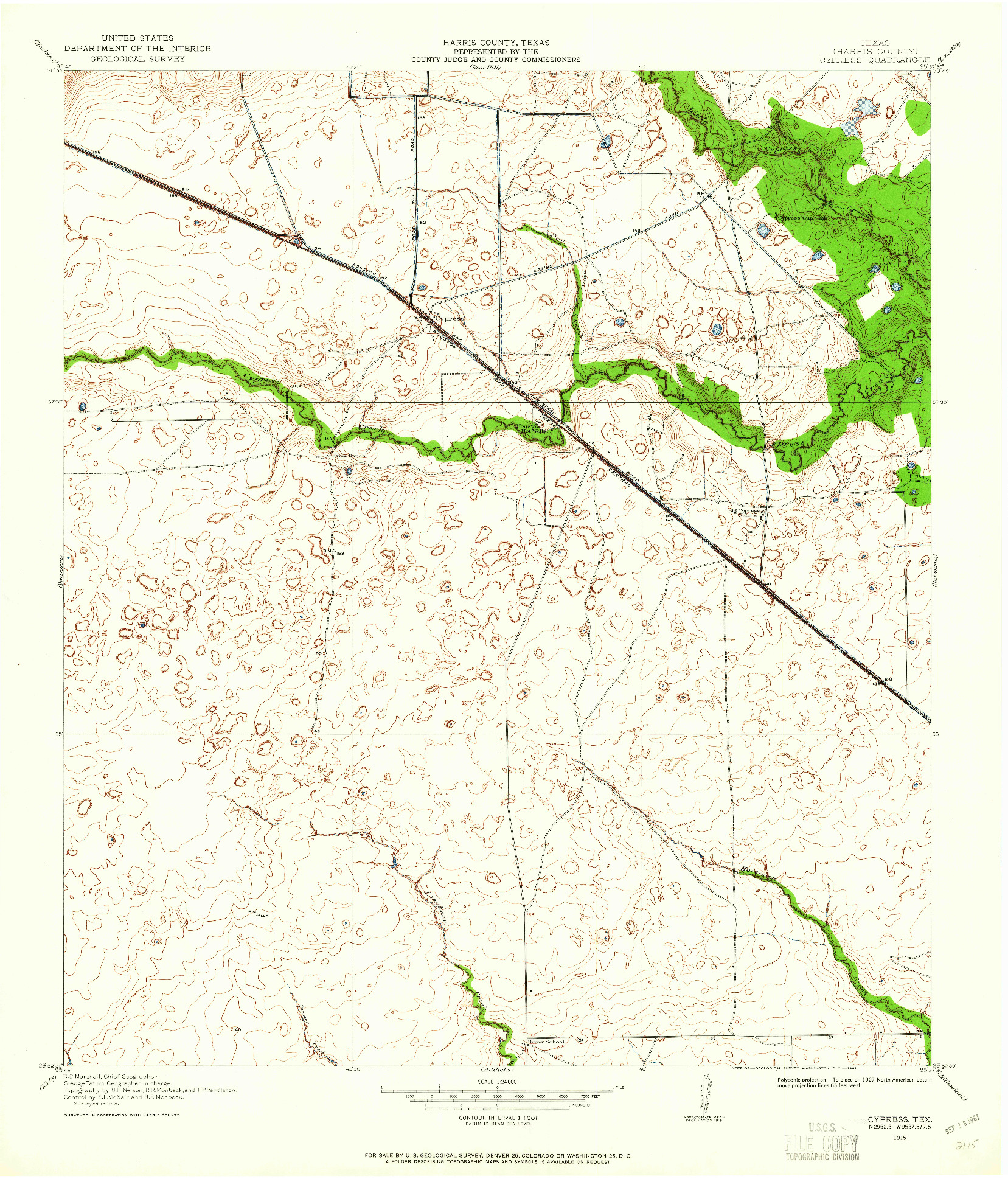 USGS 1:24000-SCALE QUADRANGLE FOR CYPRESS, TX 1915