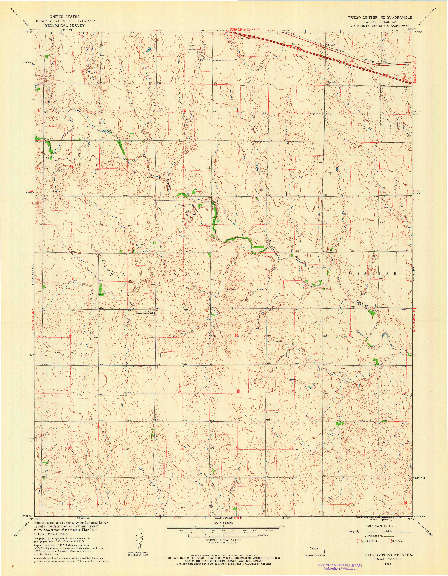 USGS 1:24000-SCALE QUADRANGLE FOR TREGO CENTER NE, KS 1960