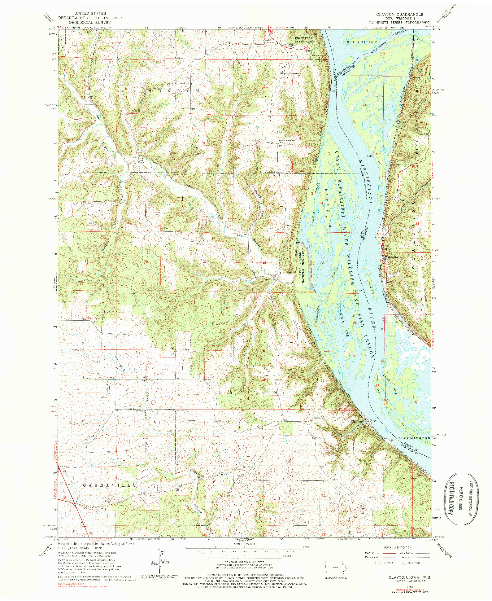 USGS 1:24000-SCALE QUADRANGLE FOR CLAYTON, IA 1962