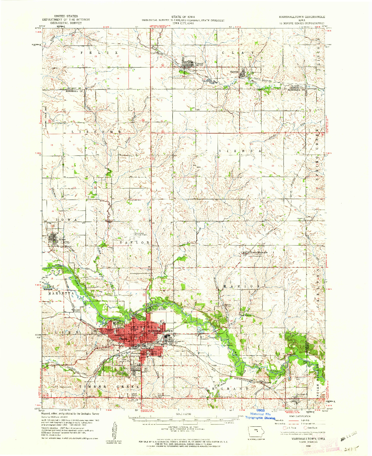 USGS 1:62500-SCALE QUADRANGLE FOR MARSHALLTOWN, IA 1960