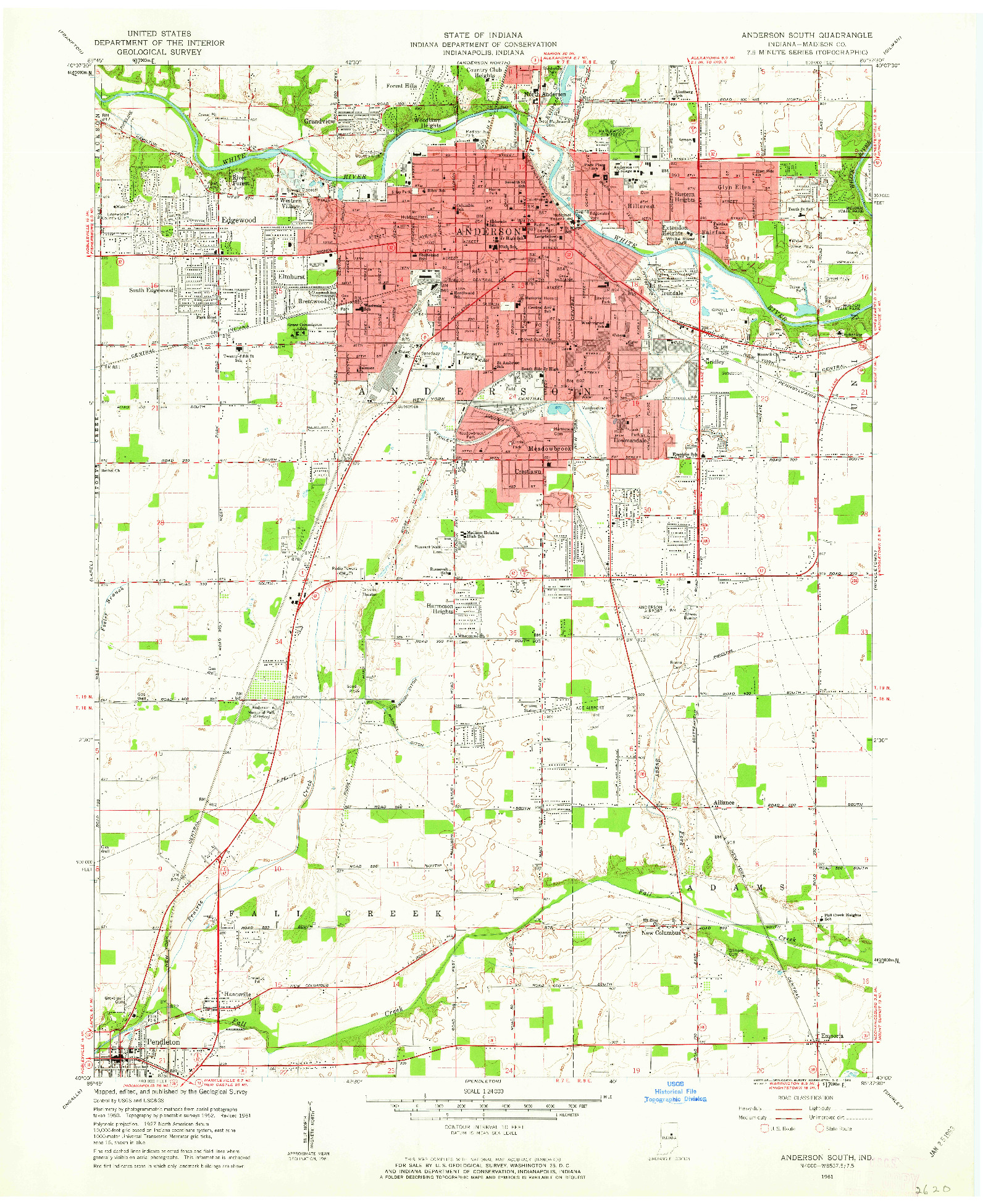 USGS 1:24000-SCALE QUADRANGLE FOR ANDERSON SOUTH, IN 1961