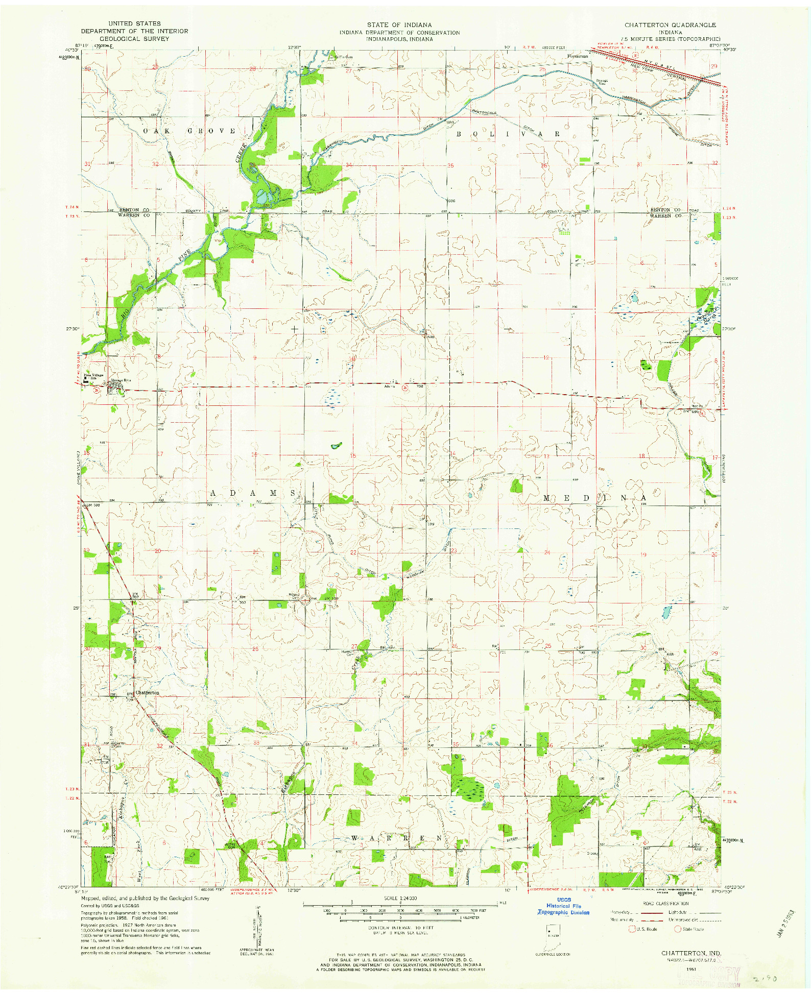 USGS 1:24000-SCALE QUADRANGLE FOR CHATTERTON, IN 1961