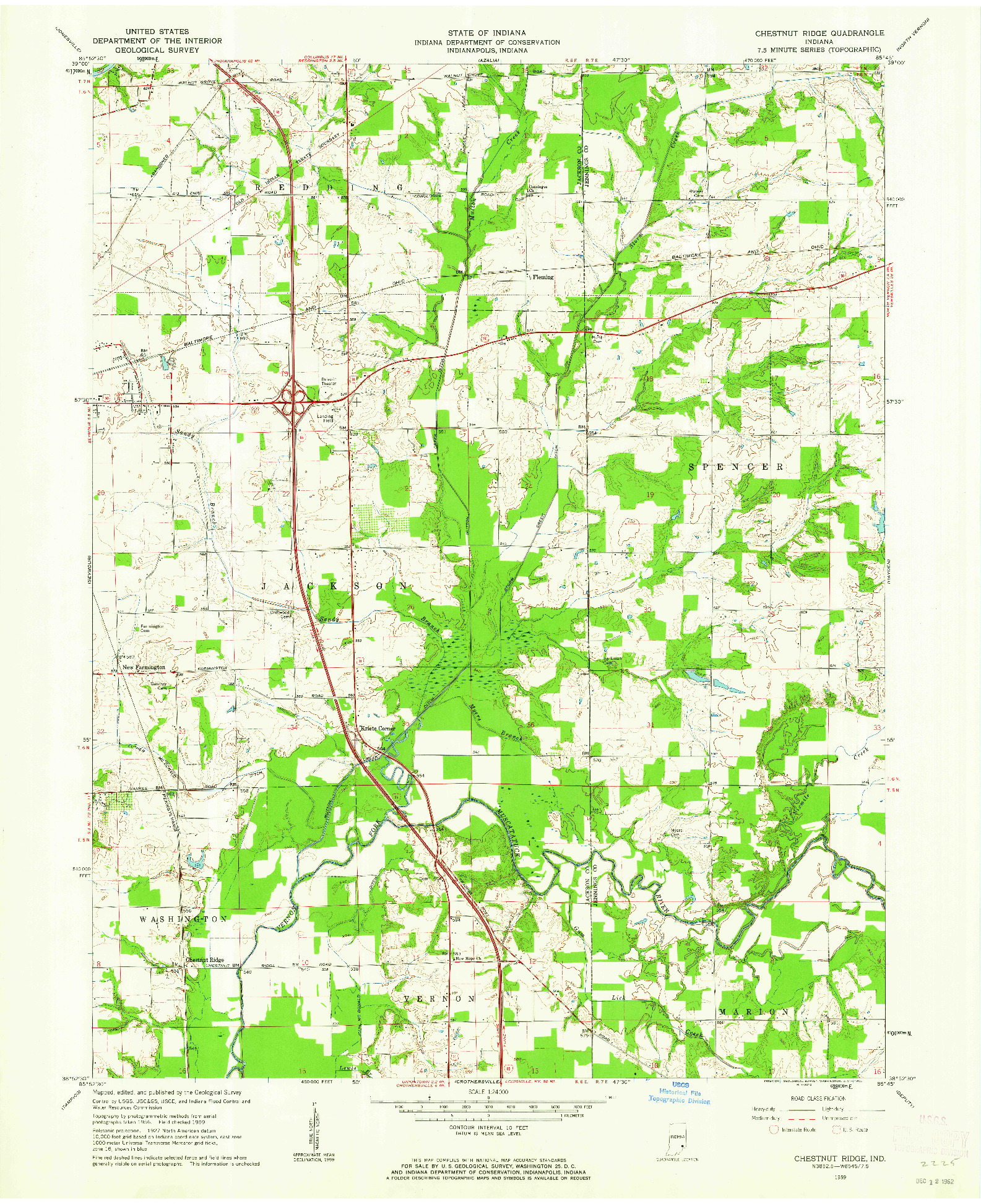 USGS 1:24000-SCALE QUADRANGLE FOR CHESTNUT RIDGE, IN 1959
