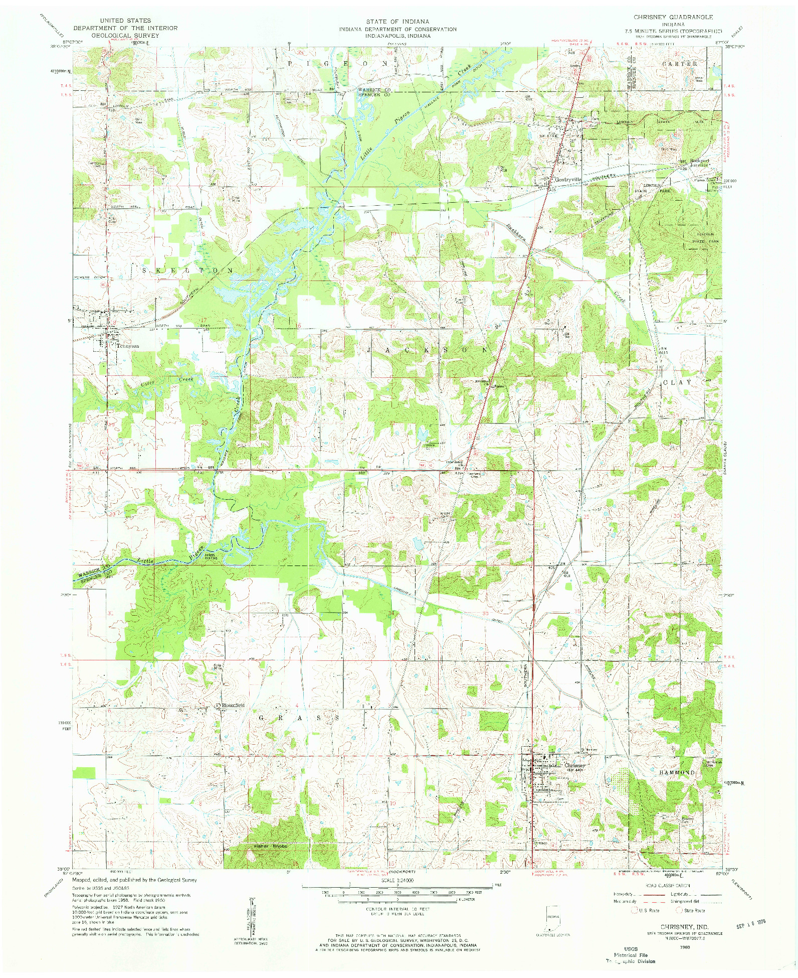 USGS 1:24000-SCALE QUADRANGLE FOR CHRISNEY, IN 1960