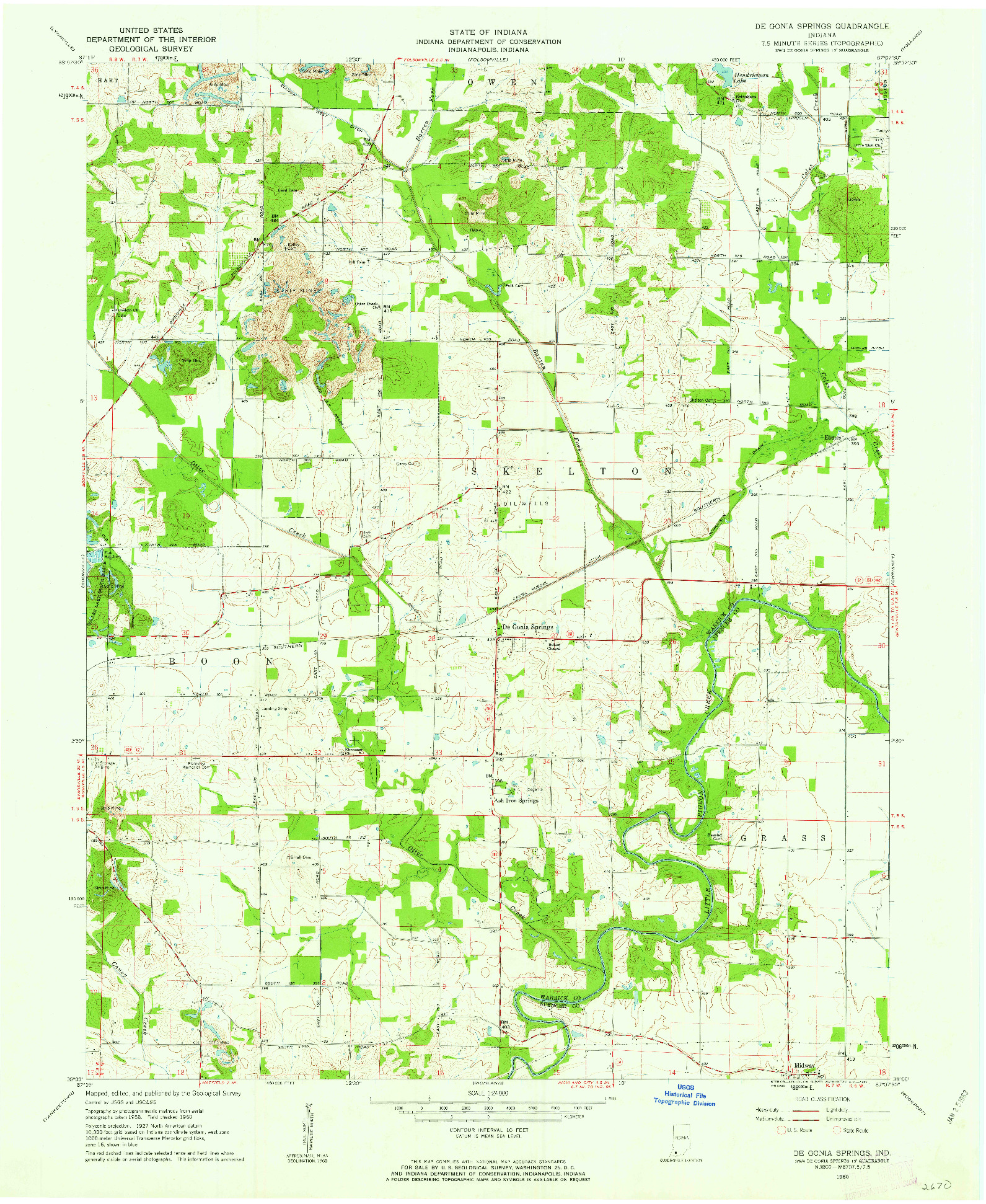 USGS 1:24000-SCALE QUADRANGLE FOR DE GONIA SPRINGS, IN 1960