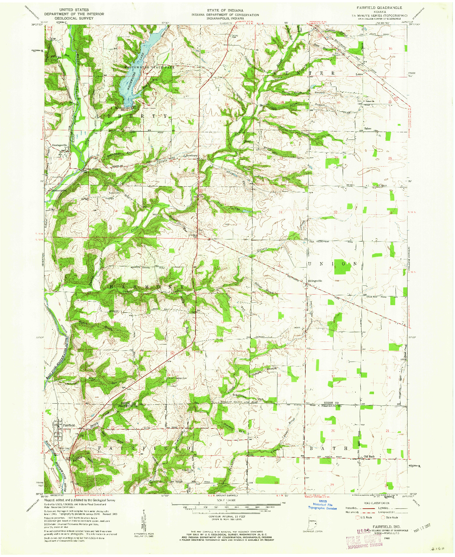 USGS 1:24000-SCALE QUADRANGLE FOR FAIRFIELD, IN 1960