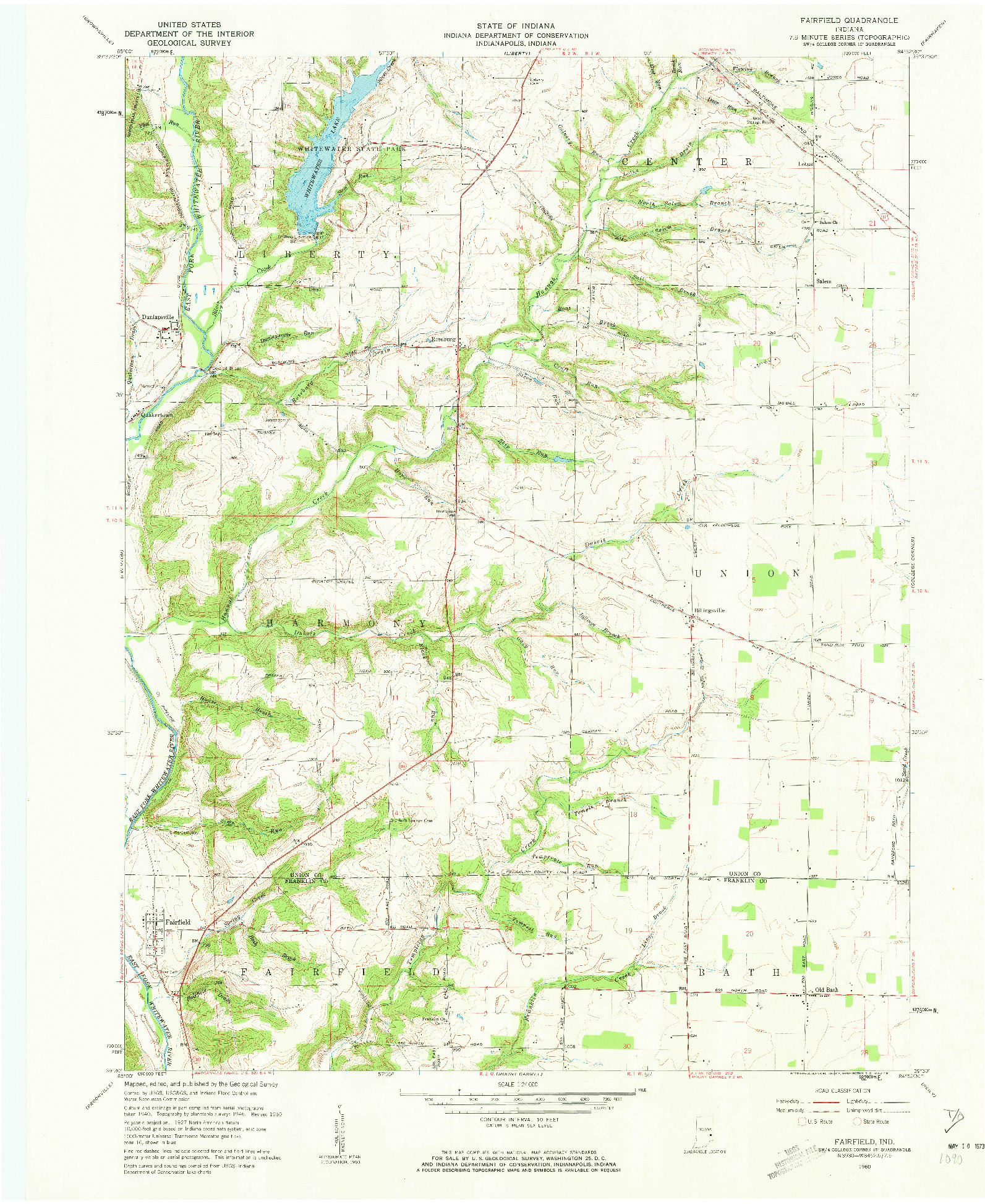 USGS 1:24000-SCALE QUADRANGLE FOR FAIRFIELD, IN 1960