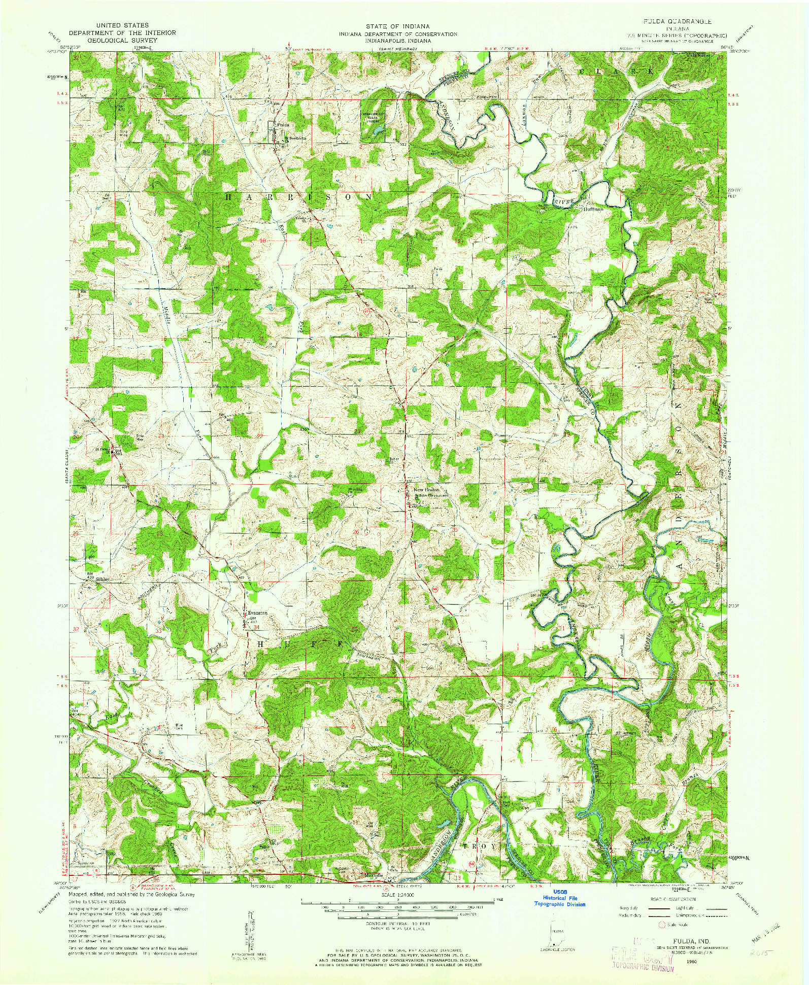 USGS 1:24000-SCALE QUADRANGLE FOR FULDA, IN 1960