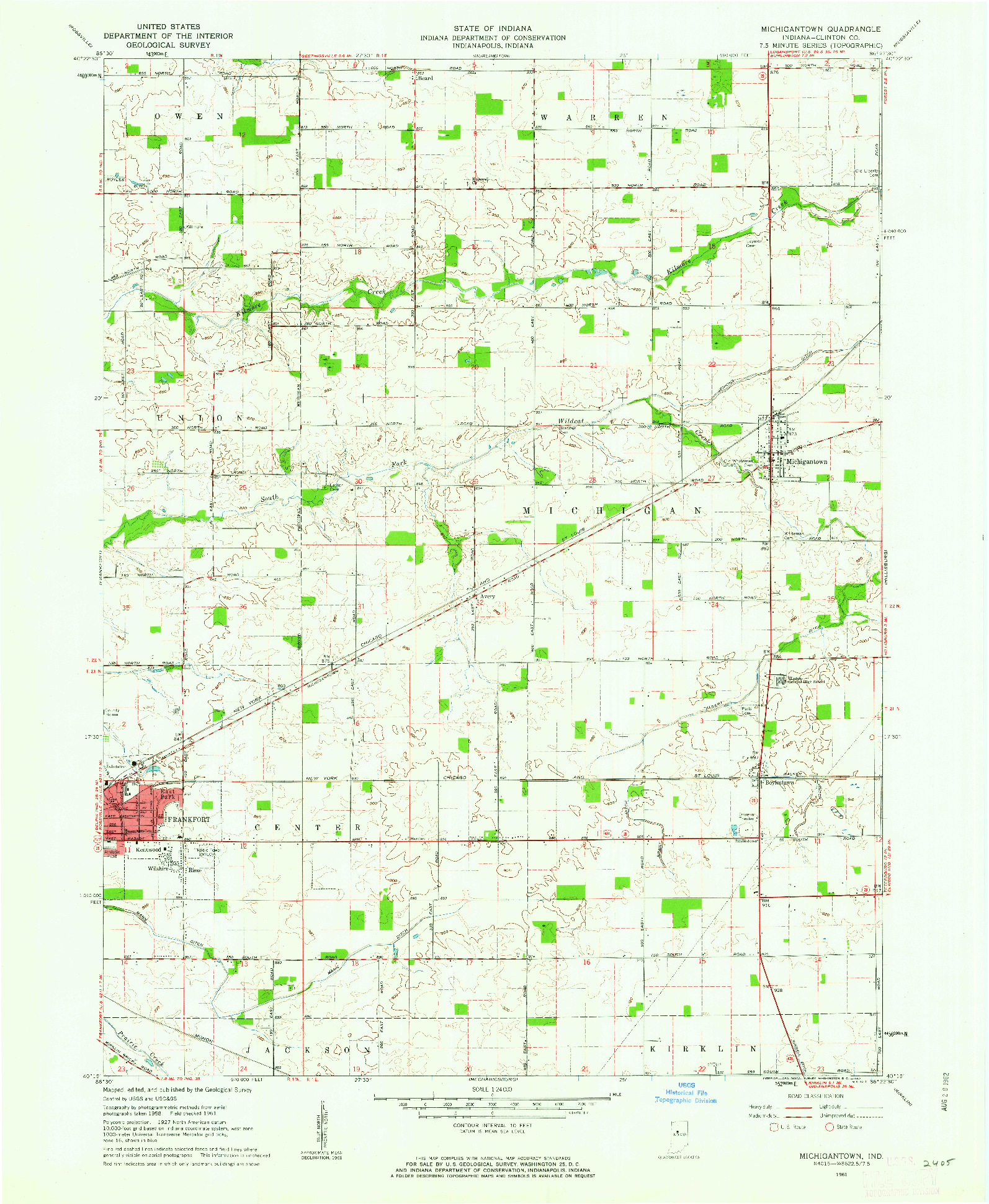 USGS 1:24000-SCALE QUADRANGLE FOR MICHIGANTOWN, IN 1961