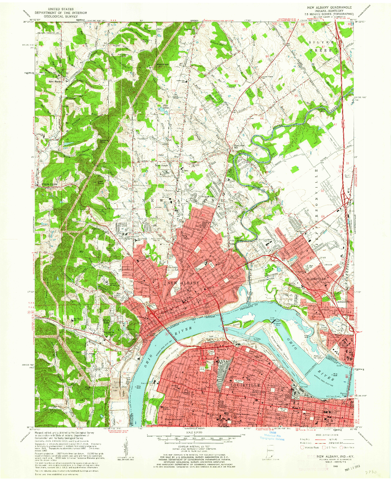 USGS 1:24000-SCALE QUADRANGLE FOR NEW ALBANY, IN 1960