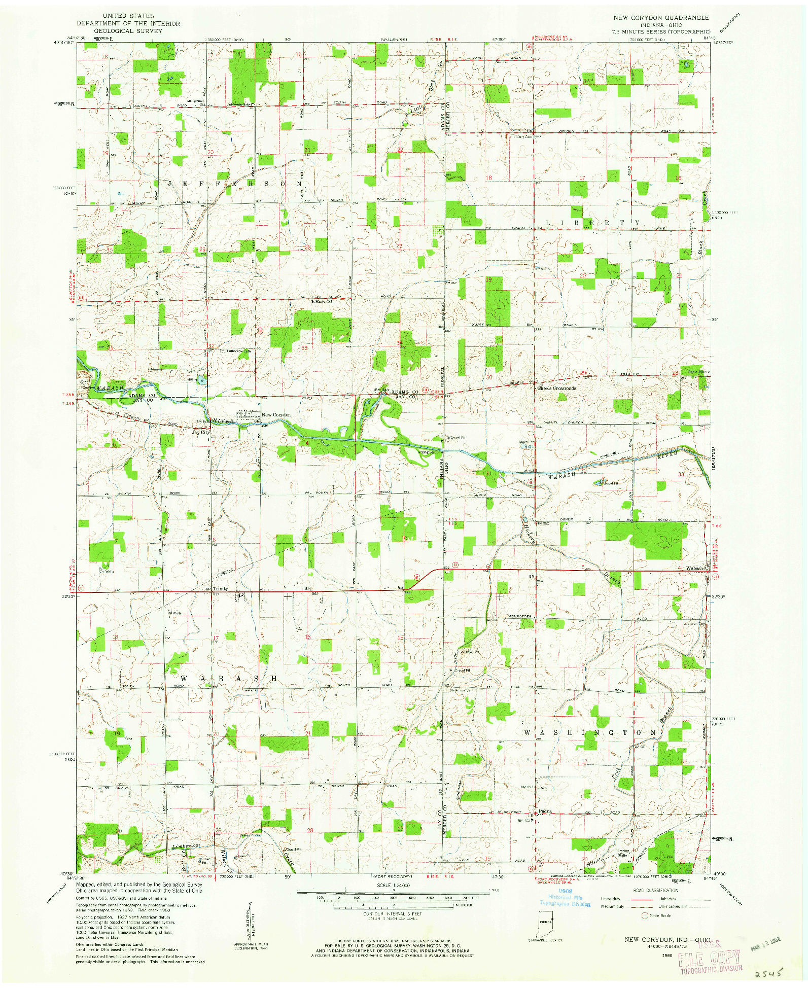 USGS 1:24000-SCALE QUADRANGLE FOR NEW CORYDON, IN 1960