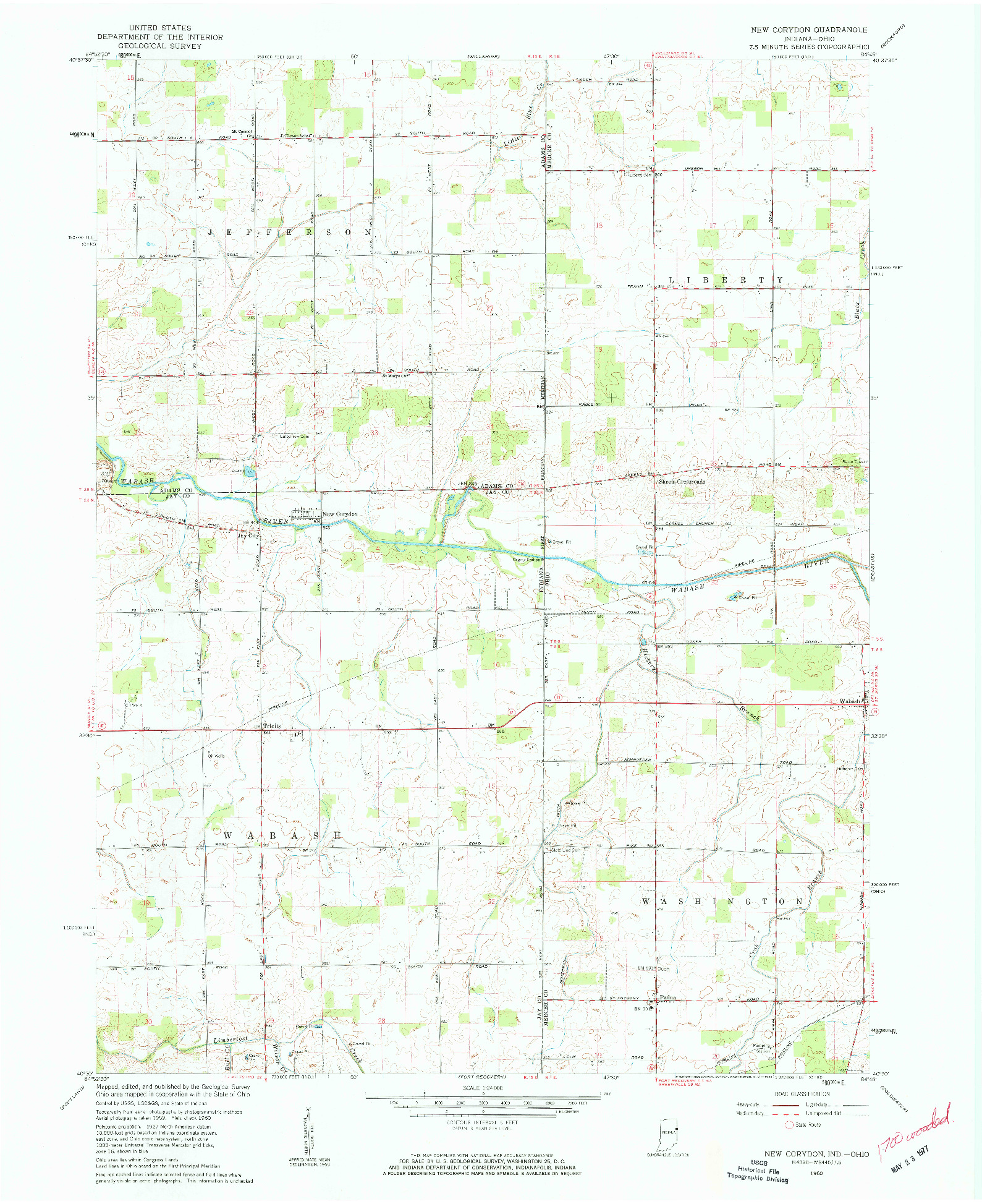 USGS 1:24000-SCALE QUADRANGLE FOR NEW CORYDON, IN 1960