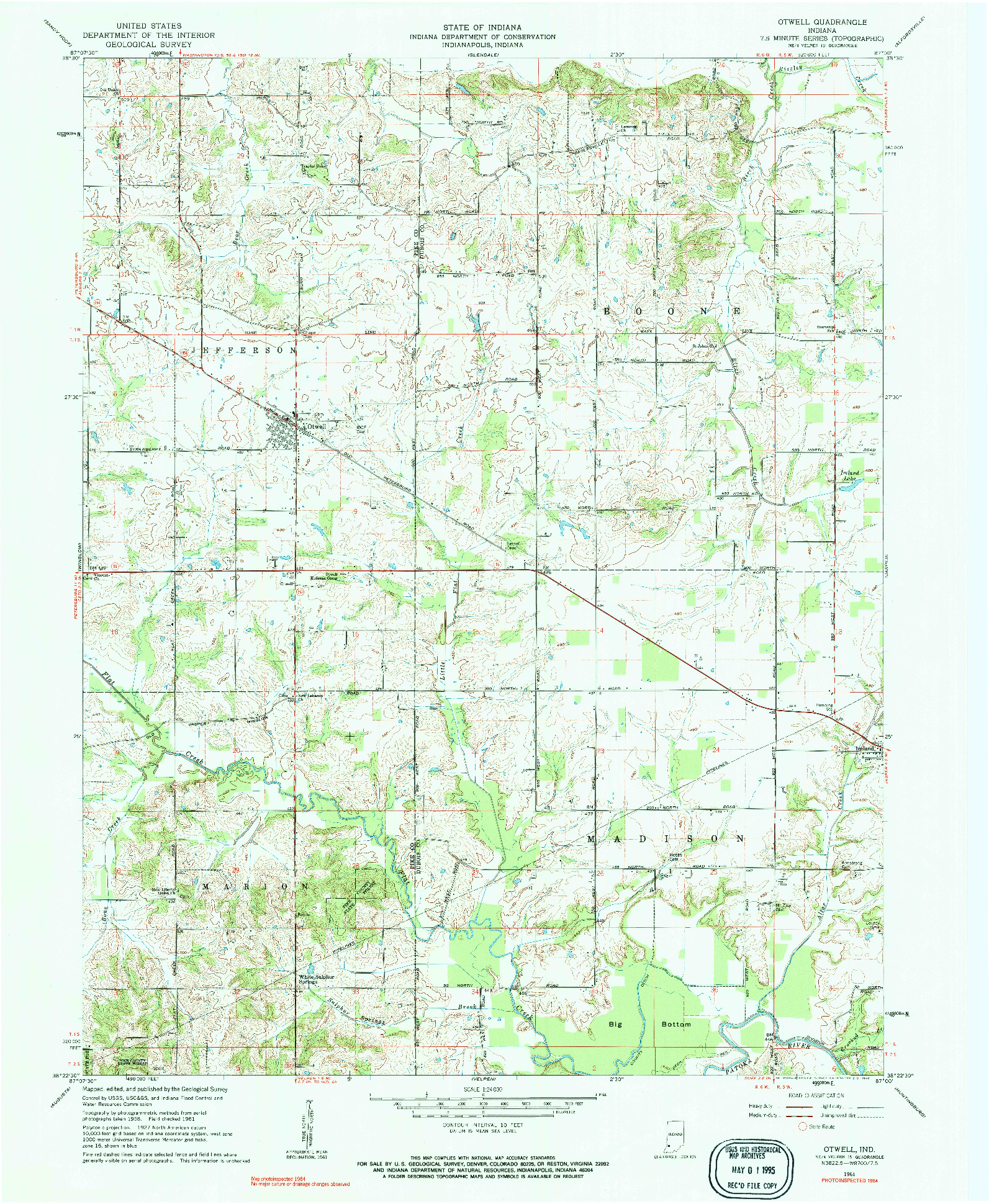 USGS 1:24000-SCALE QUADRANGLE FOR OTWELL, IN 1961