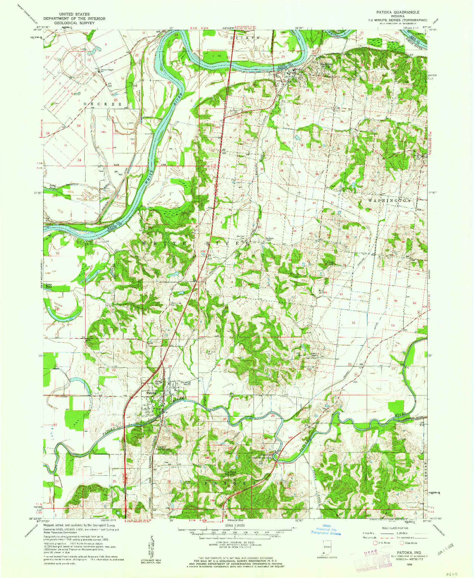 USGS 1:24000-SCALE QUADRANGLE FOR PATOKA, IN 1959