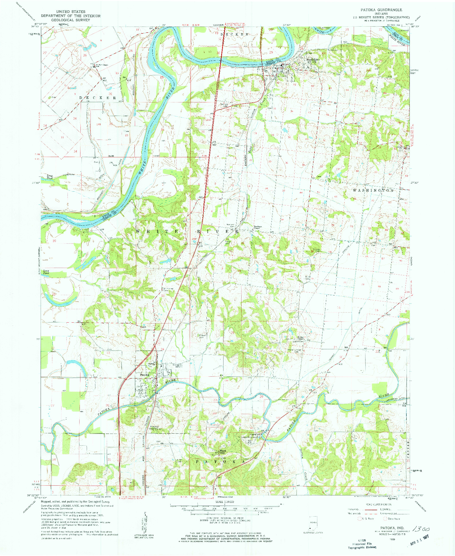 USGS 1:24000-SCALE QUADRANGLE FOR PATOKA, IN 1959