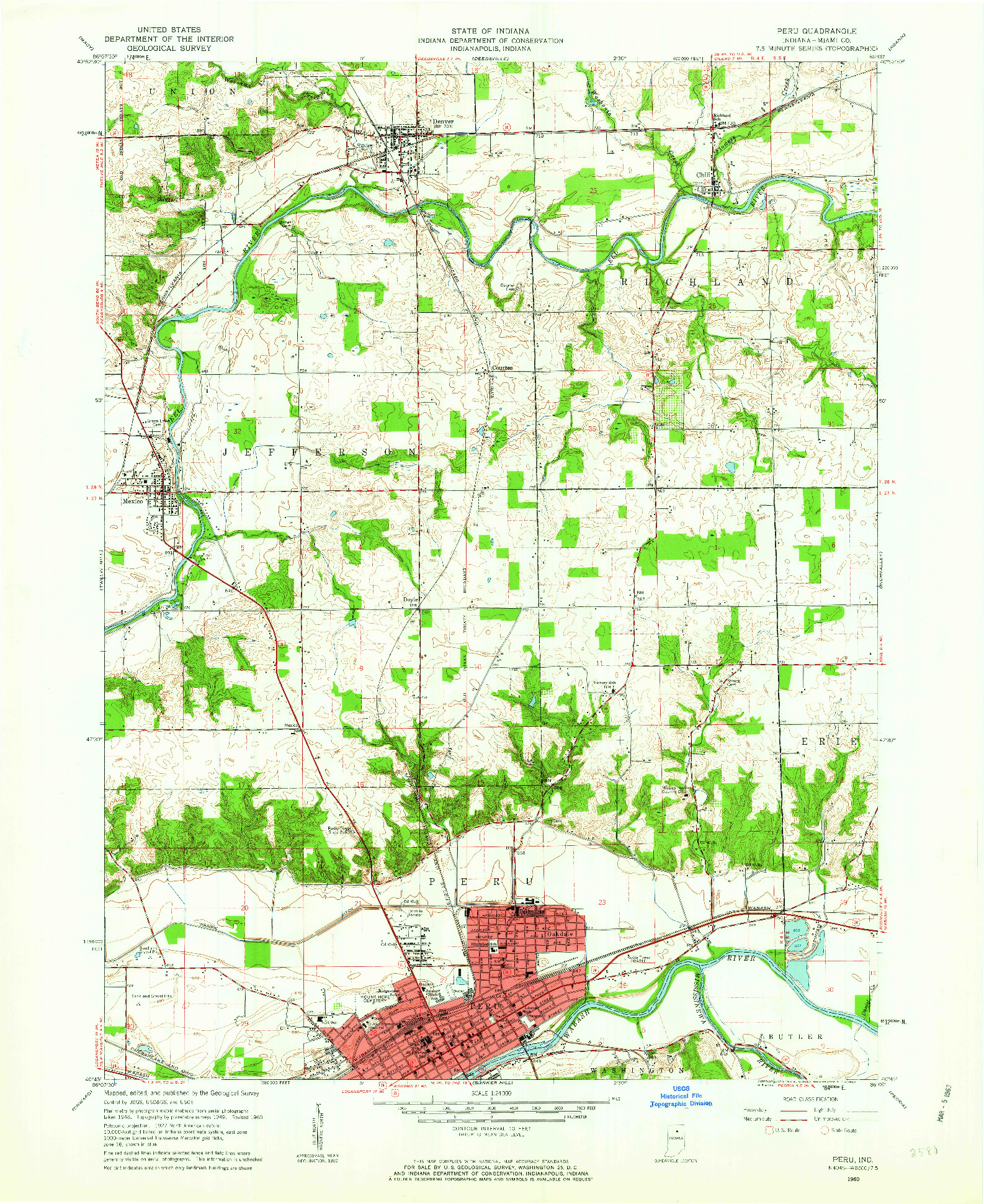 USGS 1:24000-SCALE QUADRANGLE FOR PERU, IN 1960