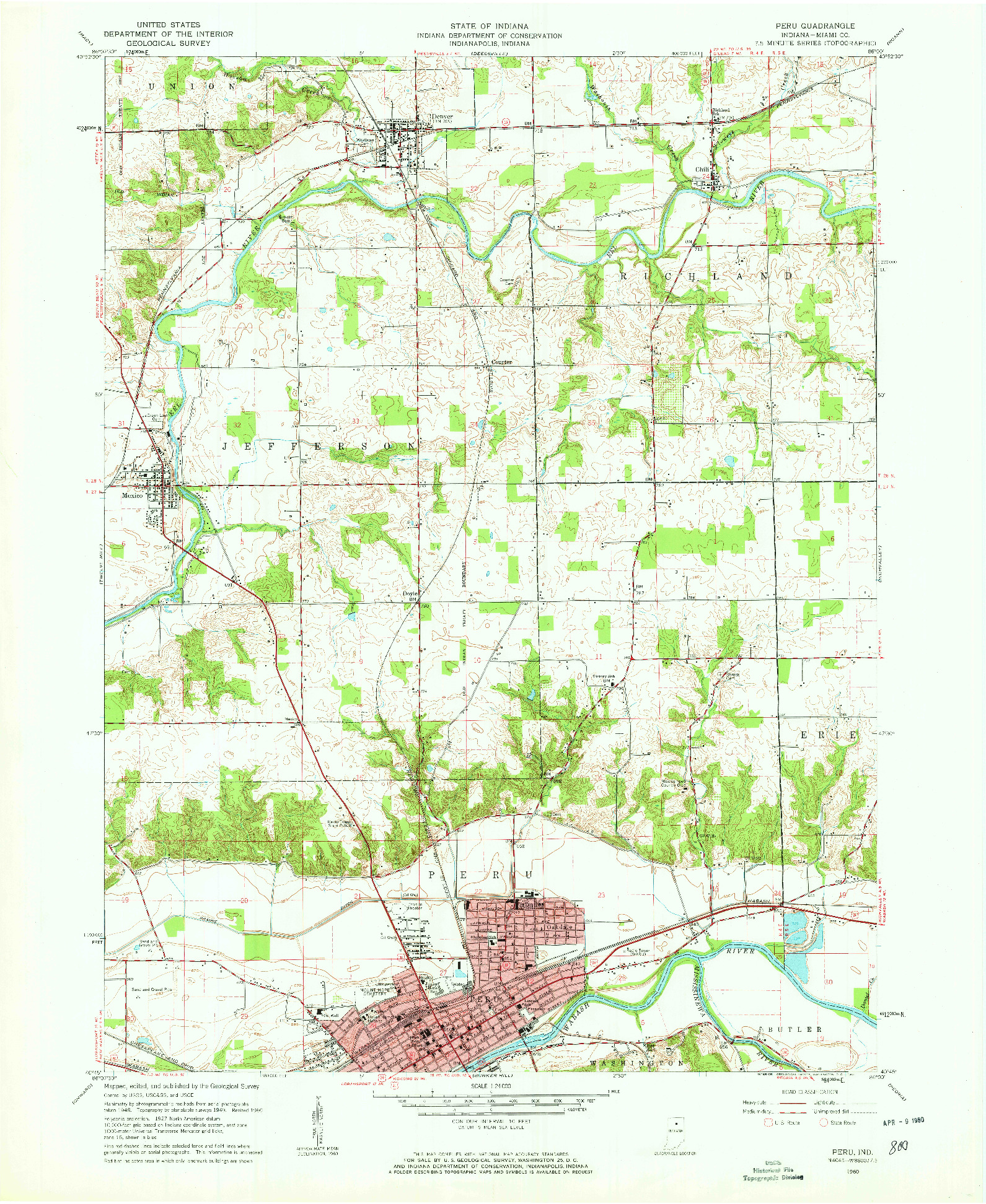 USGS 1:24000-SCALE QUADRANGLE FOR PERU, IN 1960