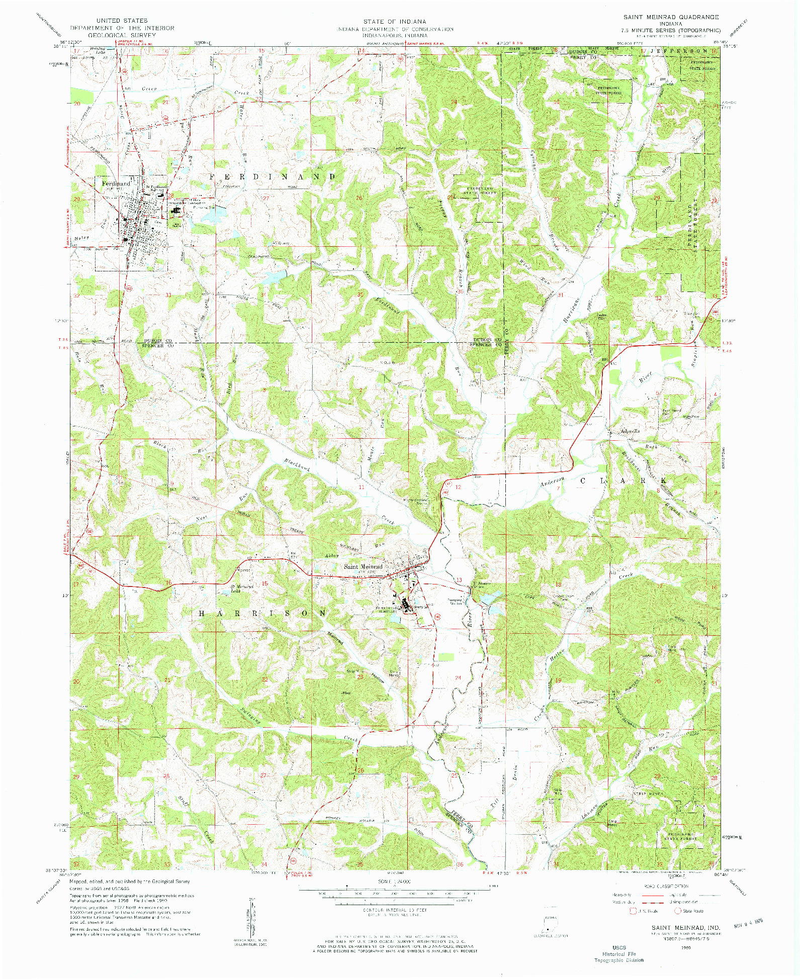 USGS 1:24000-SCALE QUADRANGLE FOR SAINT MEINRAD, IN 1960