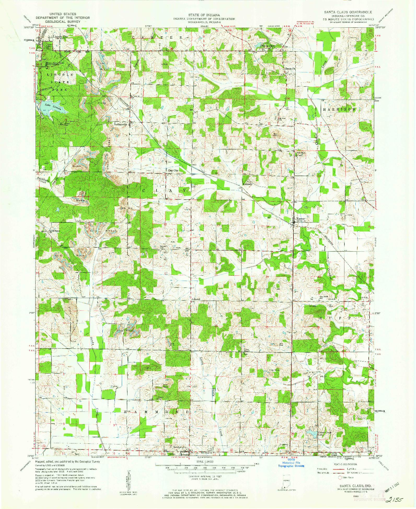 USGS 1:24000-SCALE QUADRANGLE FOR SANTA CLAUS, IN 1960