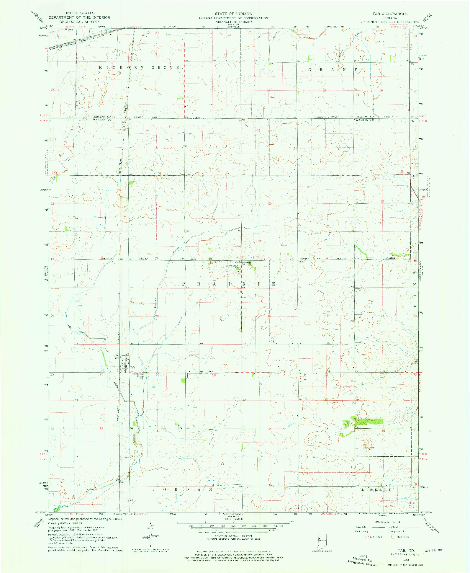 USGS 1:24000-SCALE QUADRANGLE FOR TAB, IN 1961