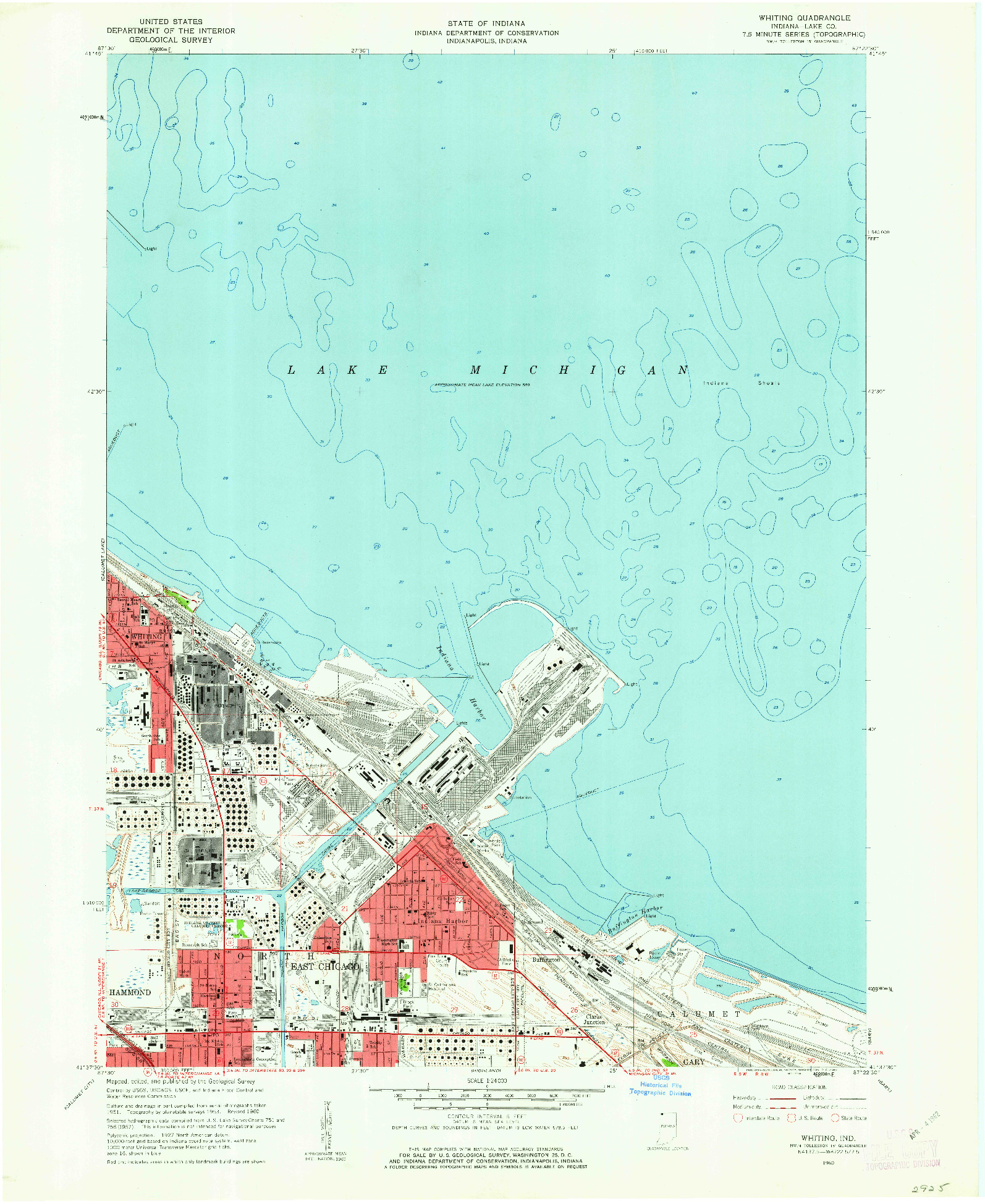 USGS 1:24000-SCALE QUADRANGLE FOR WHITING, IN 1960