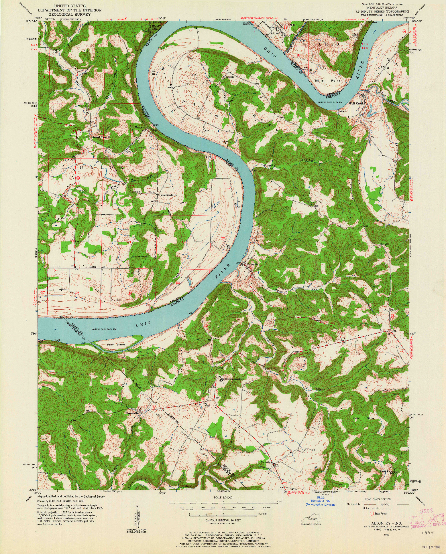 USGS 1:24000-SCALE QUADRANGLE FOR ALTON, KY 1950