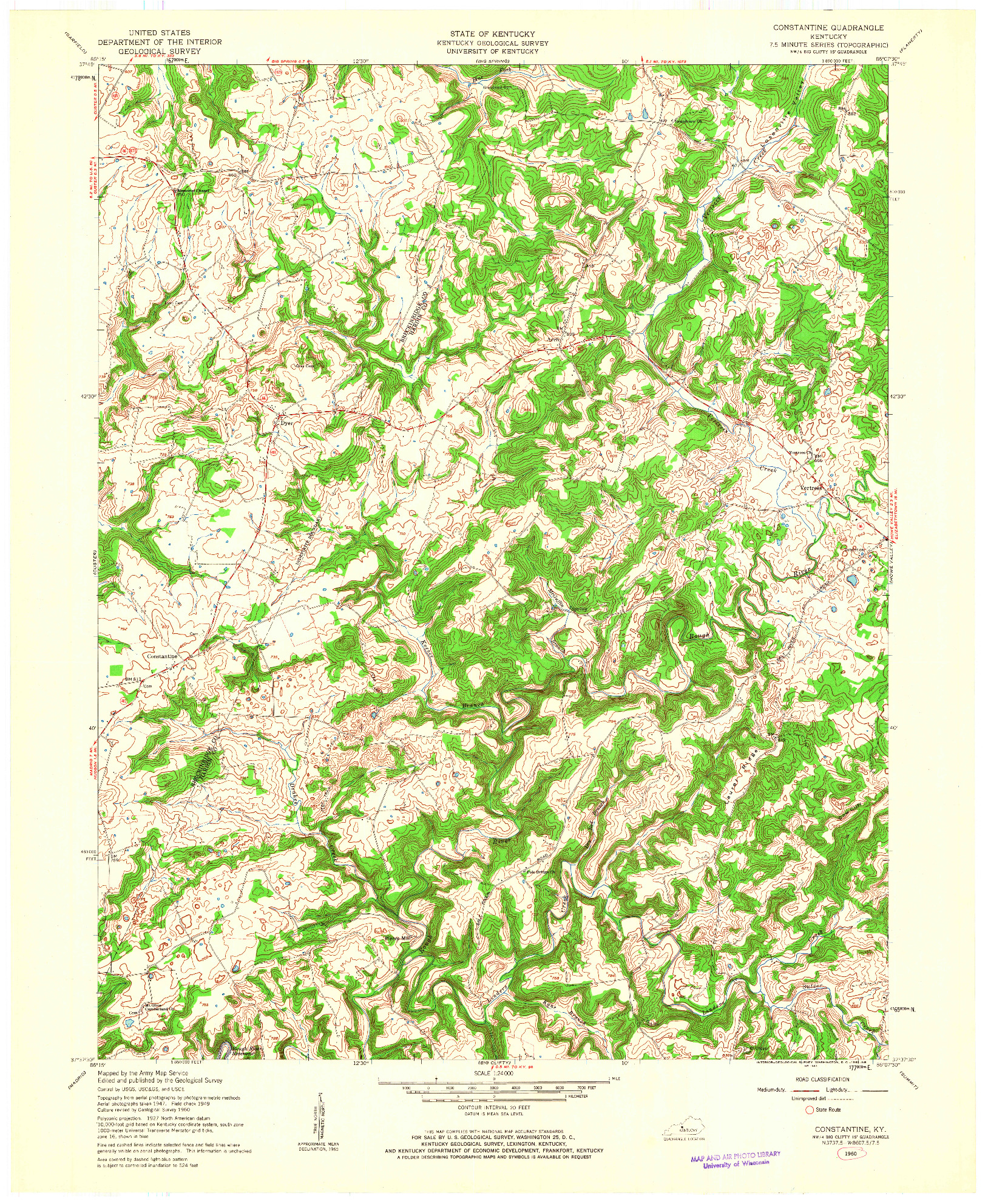 USGS 1:24000-SCALE QUADRANGLE FOR CONSTANTINE, KY 1960