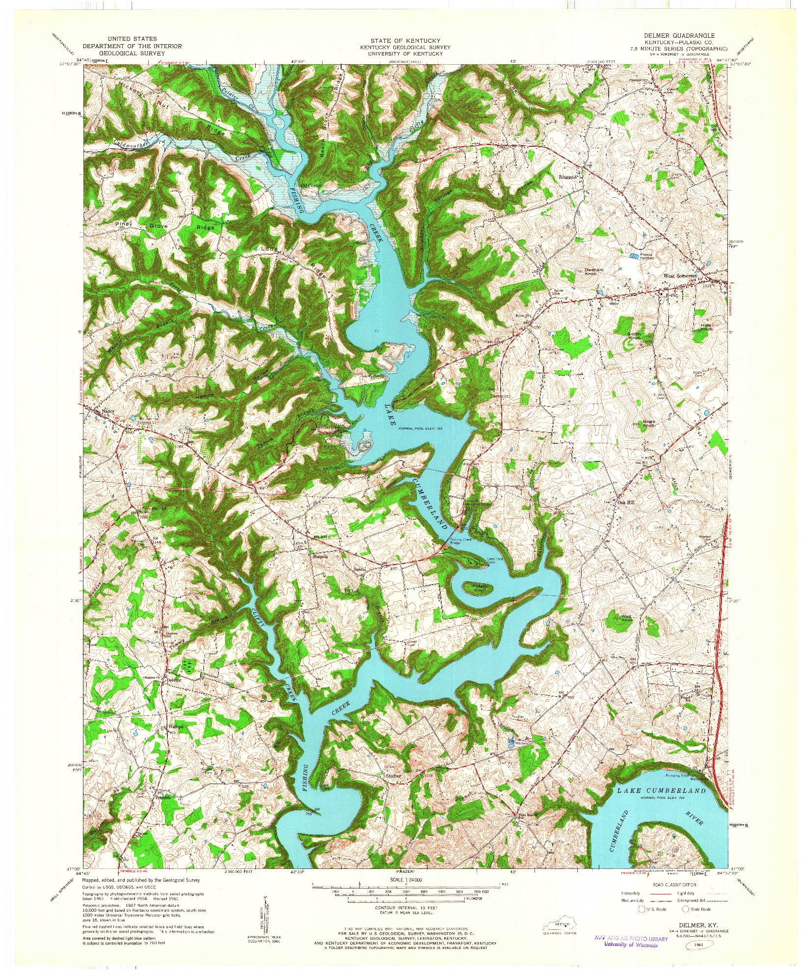 USGS 1:24000-SCALE QUADRANGLE FOR DELMER, KY 1961