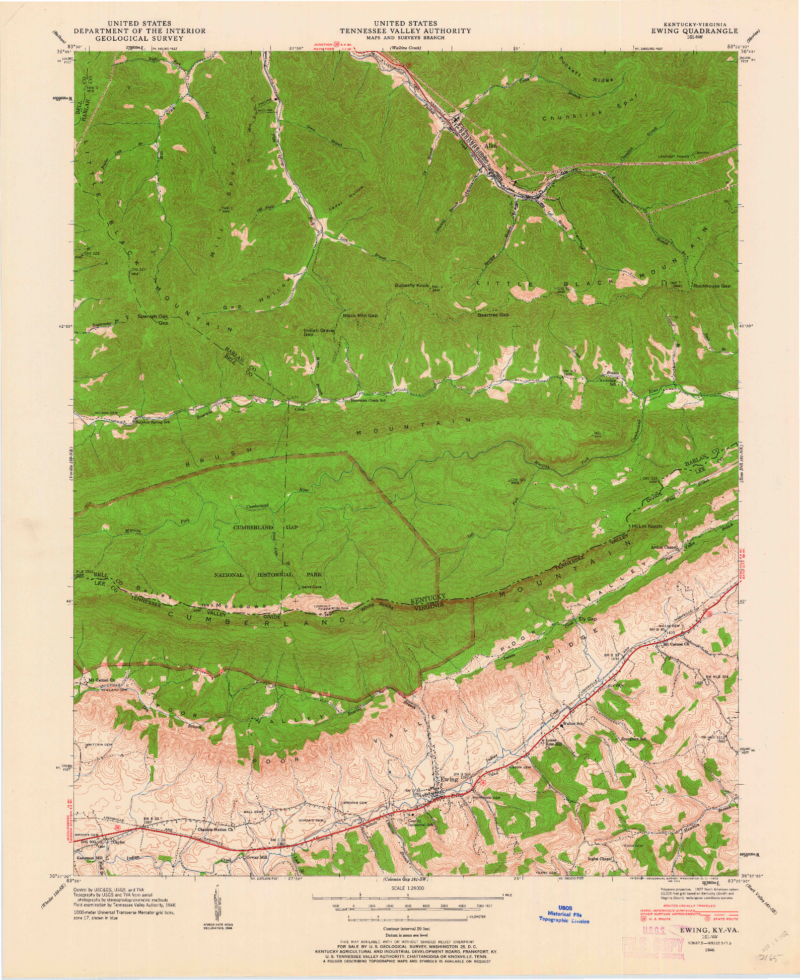 USGS 1:24000-SCALE QUADRANGLE FOR EWING, KY 1946