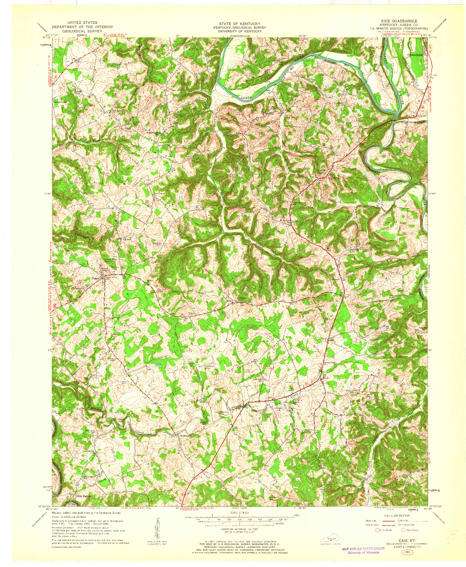 USGS 1:24000-SCALE QUADRANGLE FOR EXIE, KY 1961