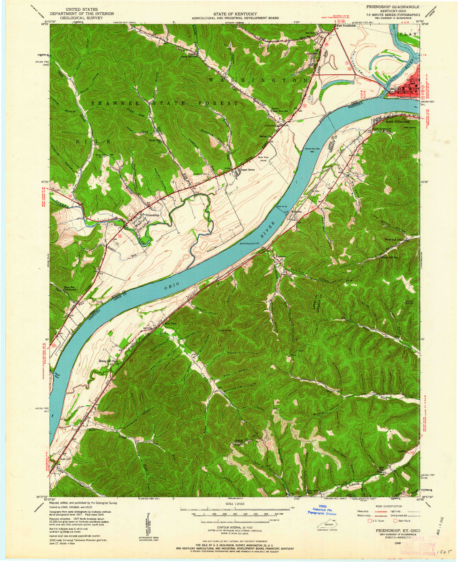 USGS 1:24000-SCALE QUADRANGLE FOR FRIENDSHIP, KY 1949