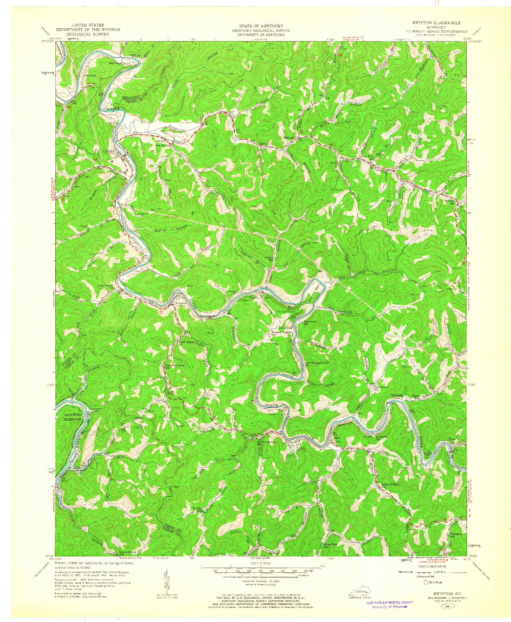 USGS 1:24000-SCALE QUADRANGLE FOR KRYPTON, KY 1961