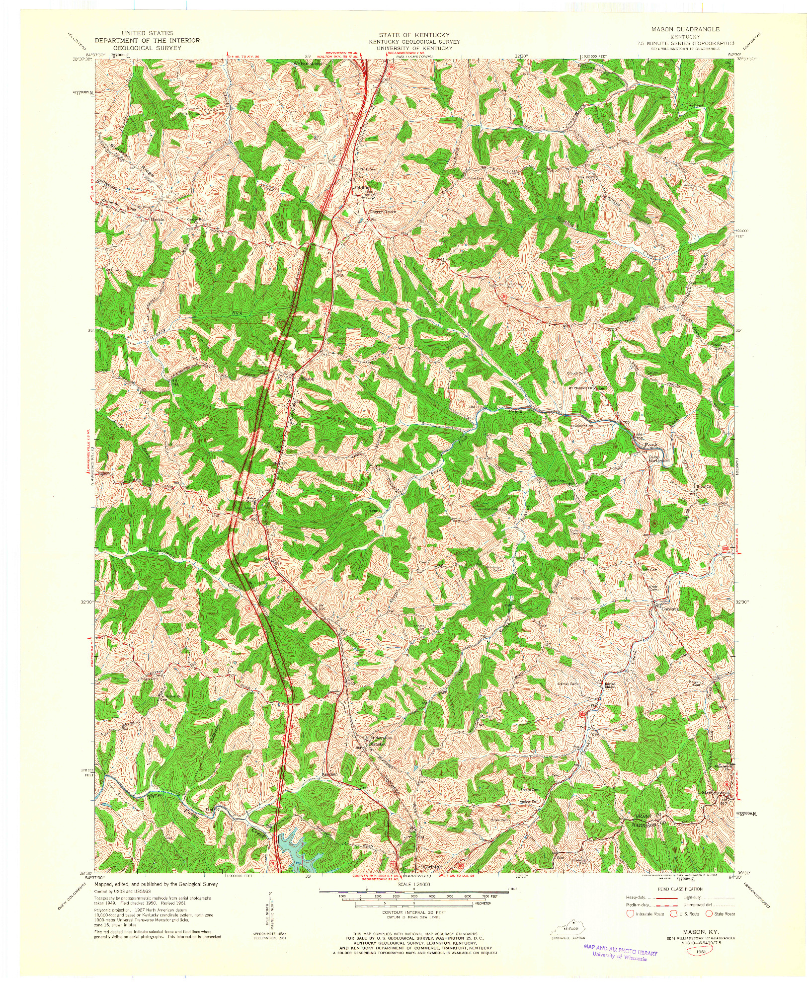 USGS 1:24000-SCALE QUADRANGLE FOR MASON, KY 1961