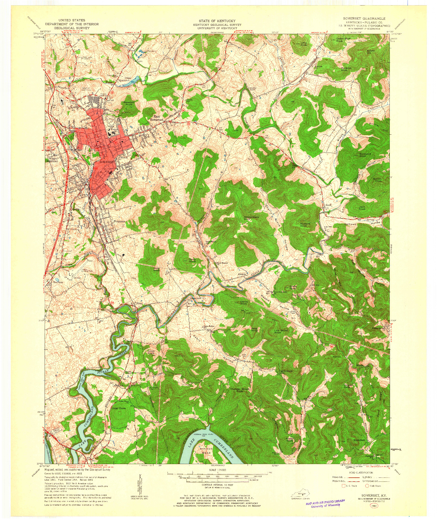 USGS 1:24000-SCALE QUADRANGLE FOR SOMERSET, KY 1961