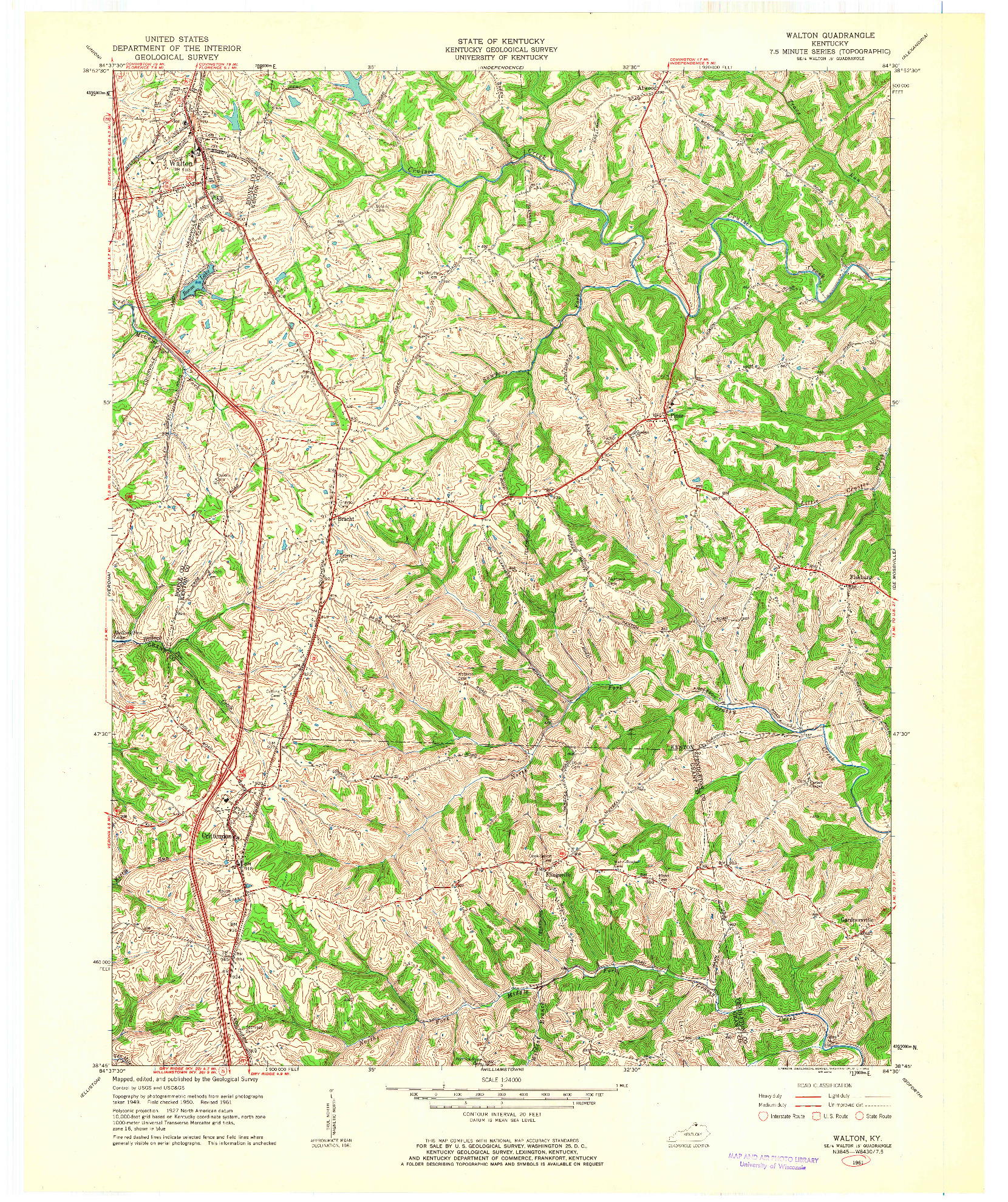 USGS 1:24000-SCALE QUADRANGLE FOR WALTON, KY 1961