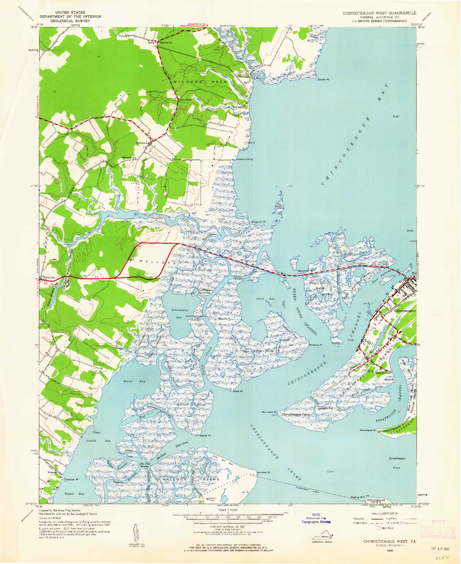 USGS 1:24000-SCALE QUADRANGLE FOR CHINCOTEAGUE WEST, VA 1943