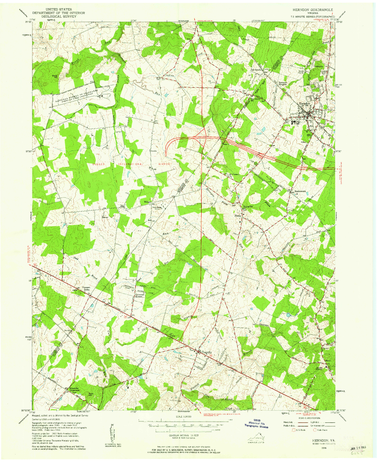 USGS 1:24000-SCALE QUADRANGLE FOR HERNDON, VA 1956