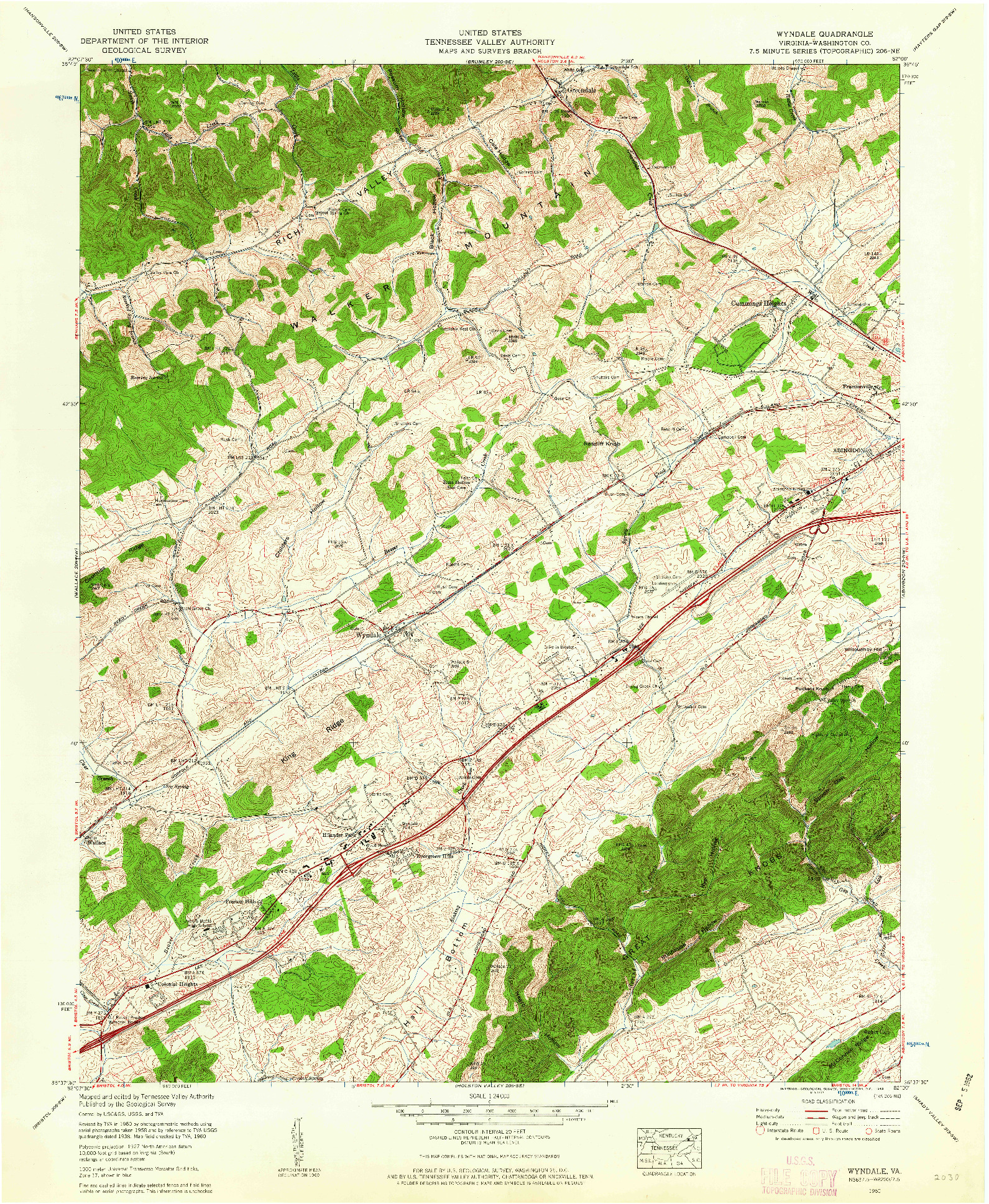 USGS 1:24000-SCALE QUADRANGLE FOR WYNDALE, VA 1960