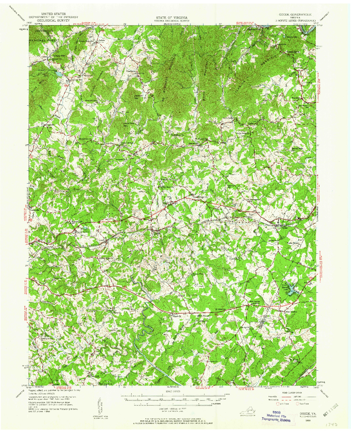USGS 1:62500-SCALE QUADRANGLE FOR GOODE, VA 1950