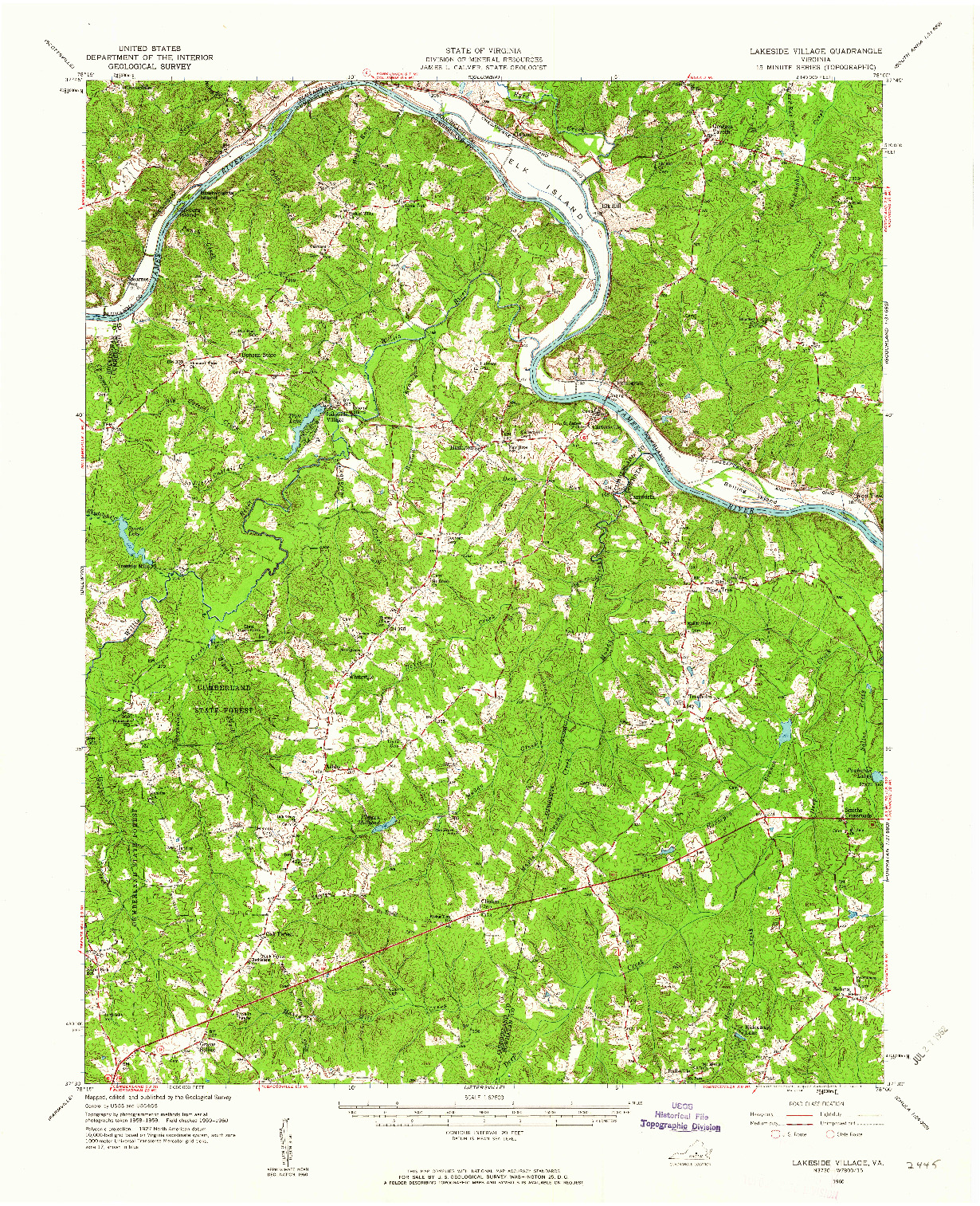 USGS 1:62500-SCALE QUADRANGLE FOR LAKESIDE VILLAGE, VA 1960