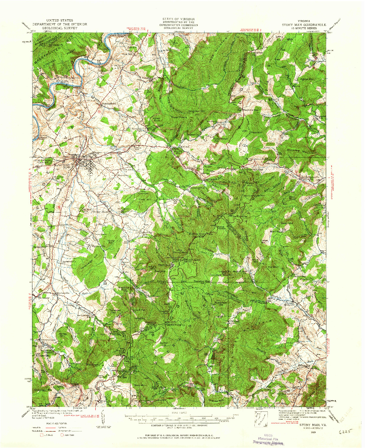 USGS 1:62500-SCALE QUADRANGLE FOR STONY MAN, VA 1929