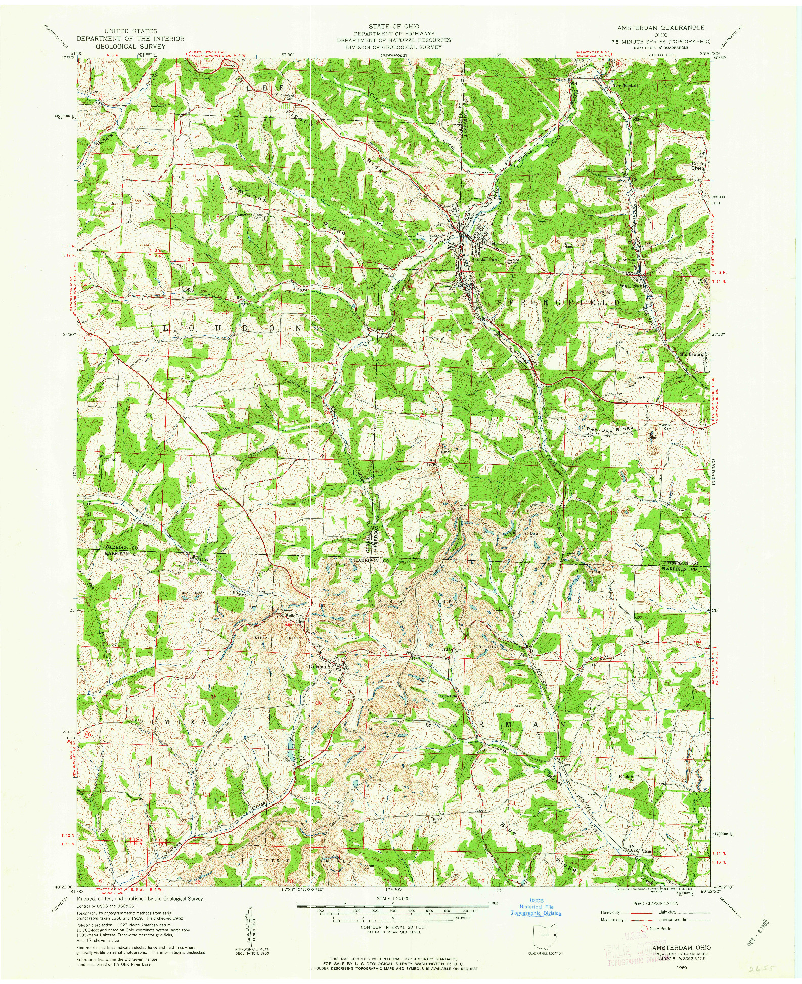 USGS 1:24000-SCALE QUADRANGLE FOR AMSTERDAM, OH 1960