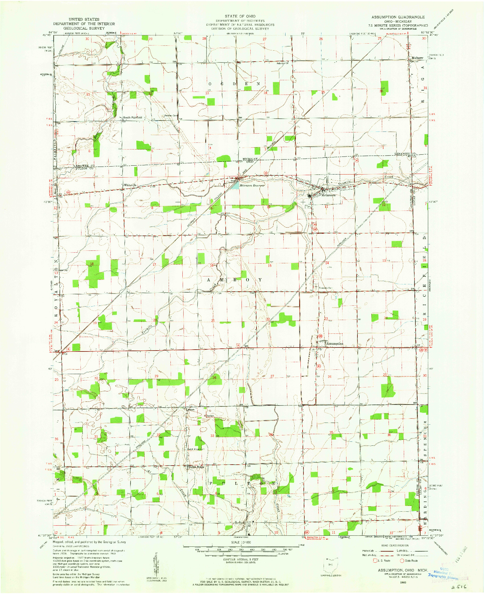 USGS 1:24000-SCALE QUADRANGLE FOR ASSUMPTION, OH 1960