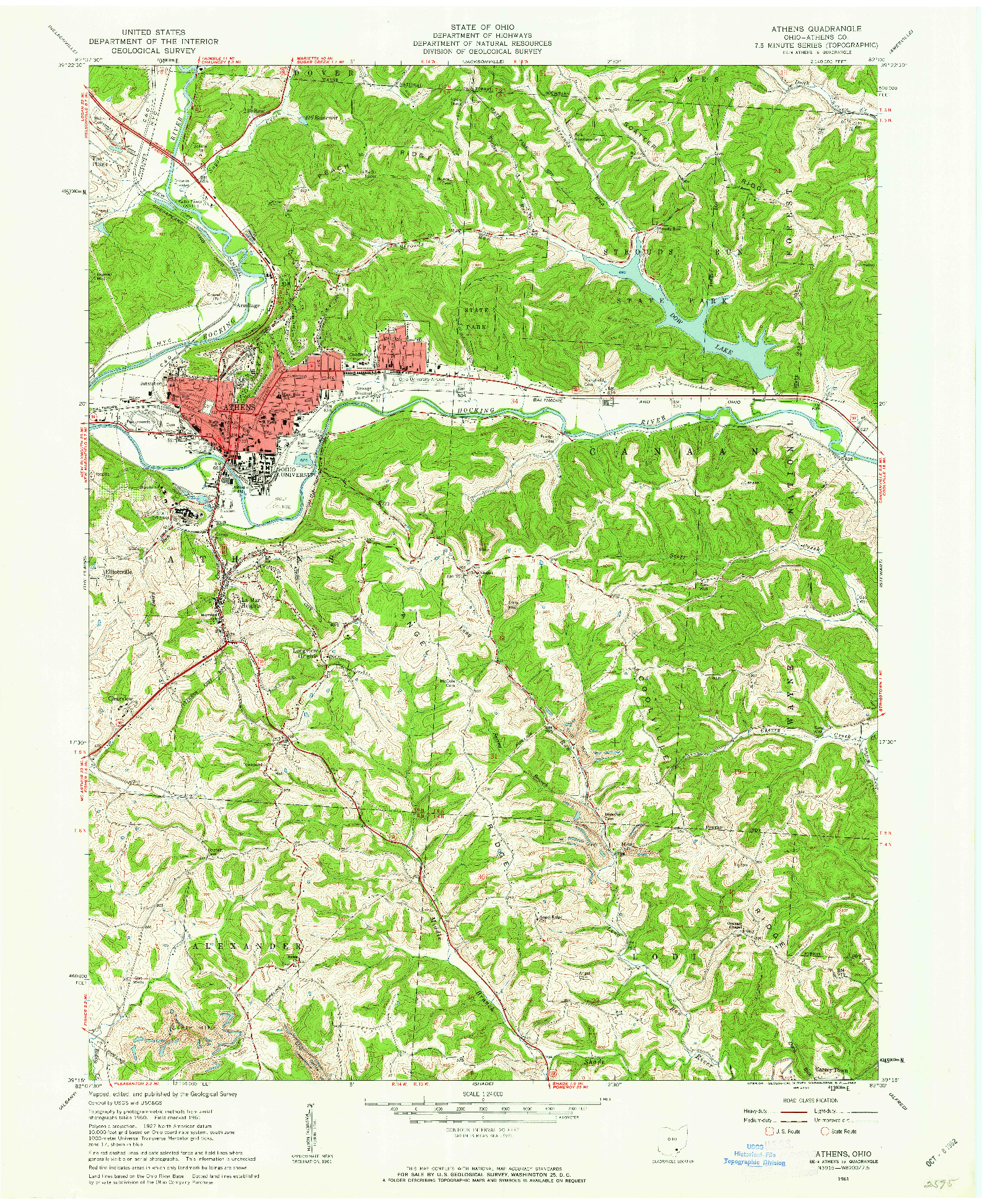 USGS 1:24000-SCALE QUADRANGLE FOR ATHENS, OH 1961