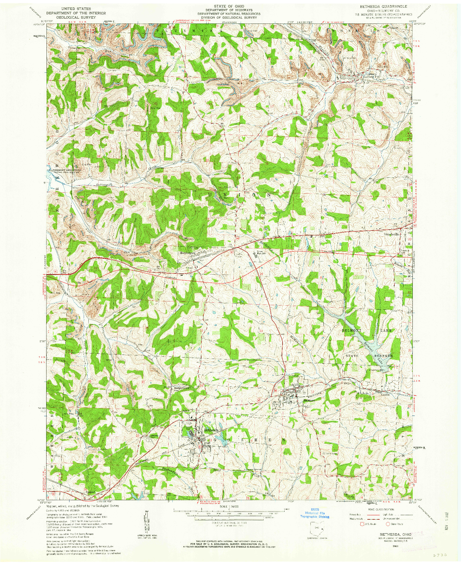 USGS 1:24000-SCALE QUADRANGLE FOR BETHESDA, OH 1961