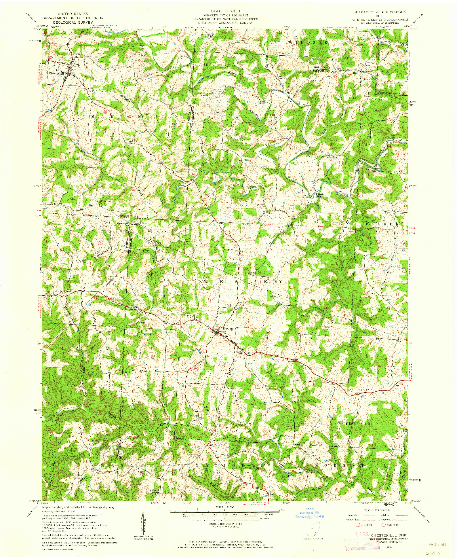 USGS 1:24000-SCALE QUADRANGLE FOR CHESTERHILL, OH 1961