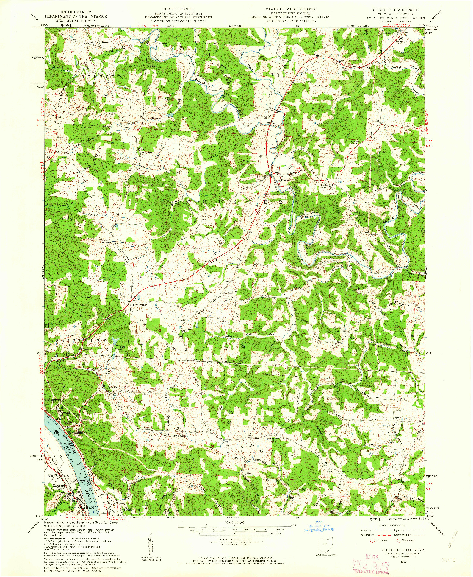 USGS 1:24000-SCALE QUADRANGLE FOR CHESTER, OH 1960